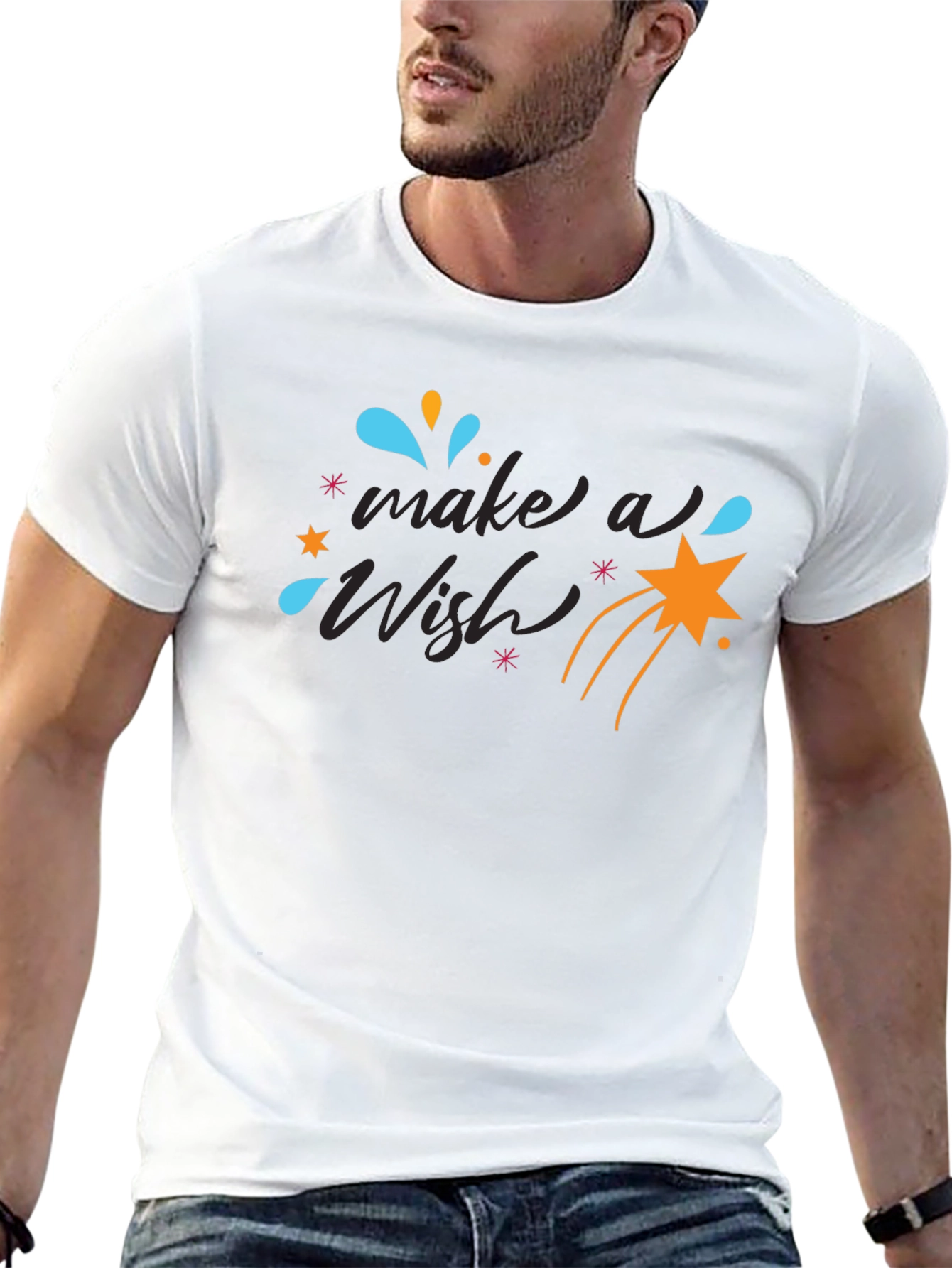 Make a Wish Graphic Tee - Black Cotton T-Shirt