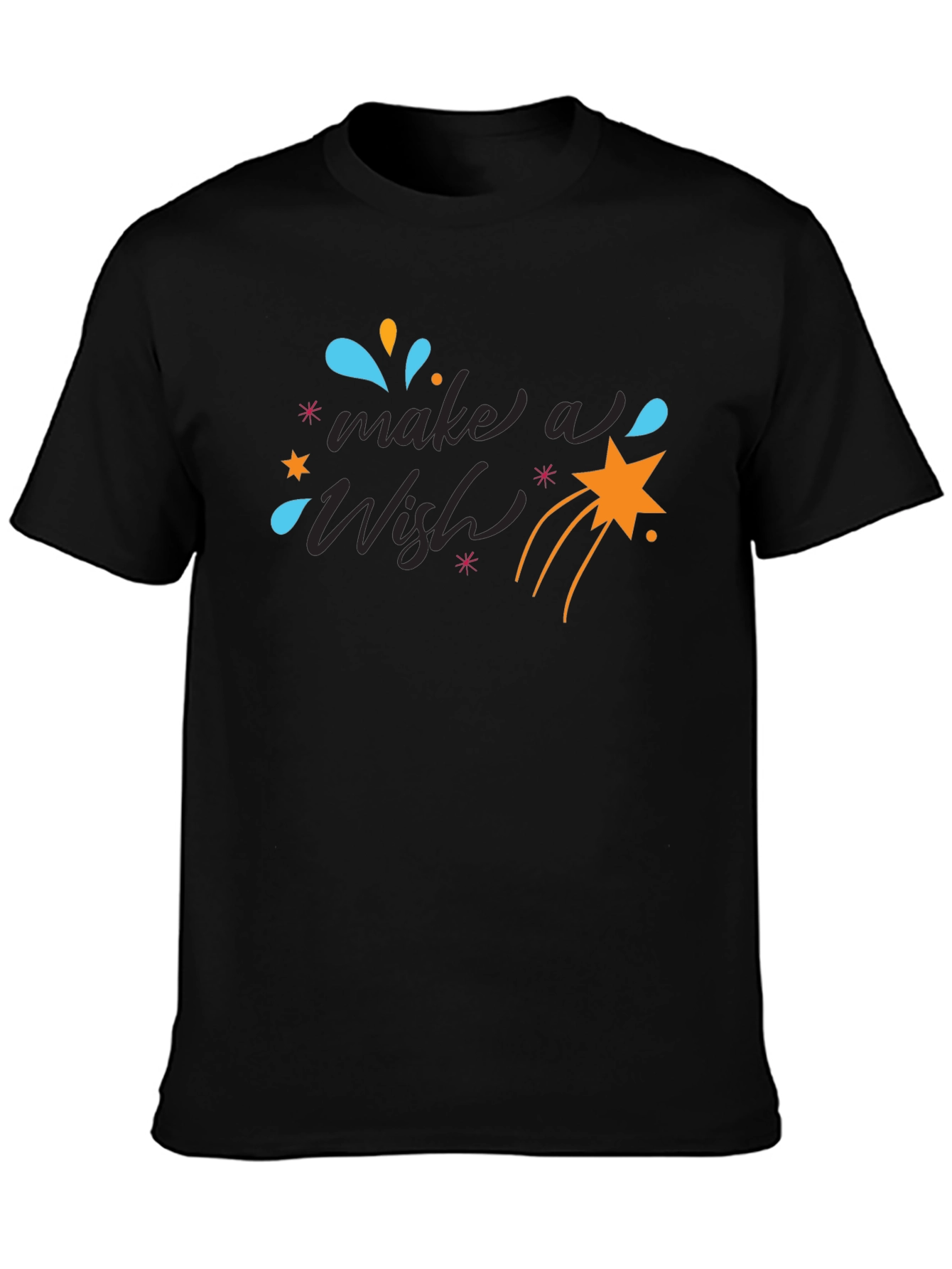 Make a Wish Graphic Tee - Black Cotton T-Shirt