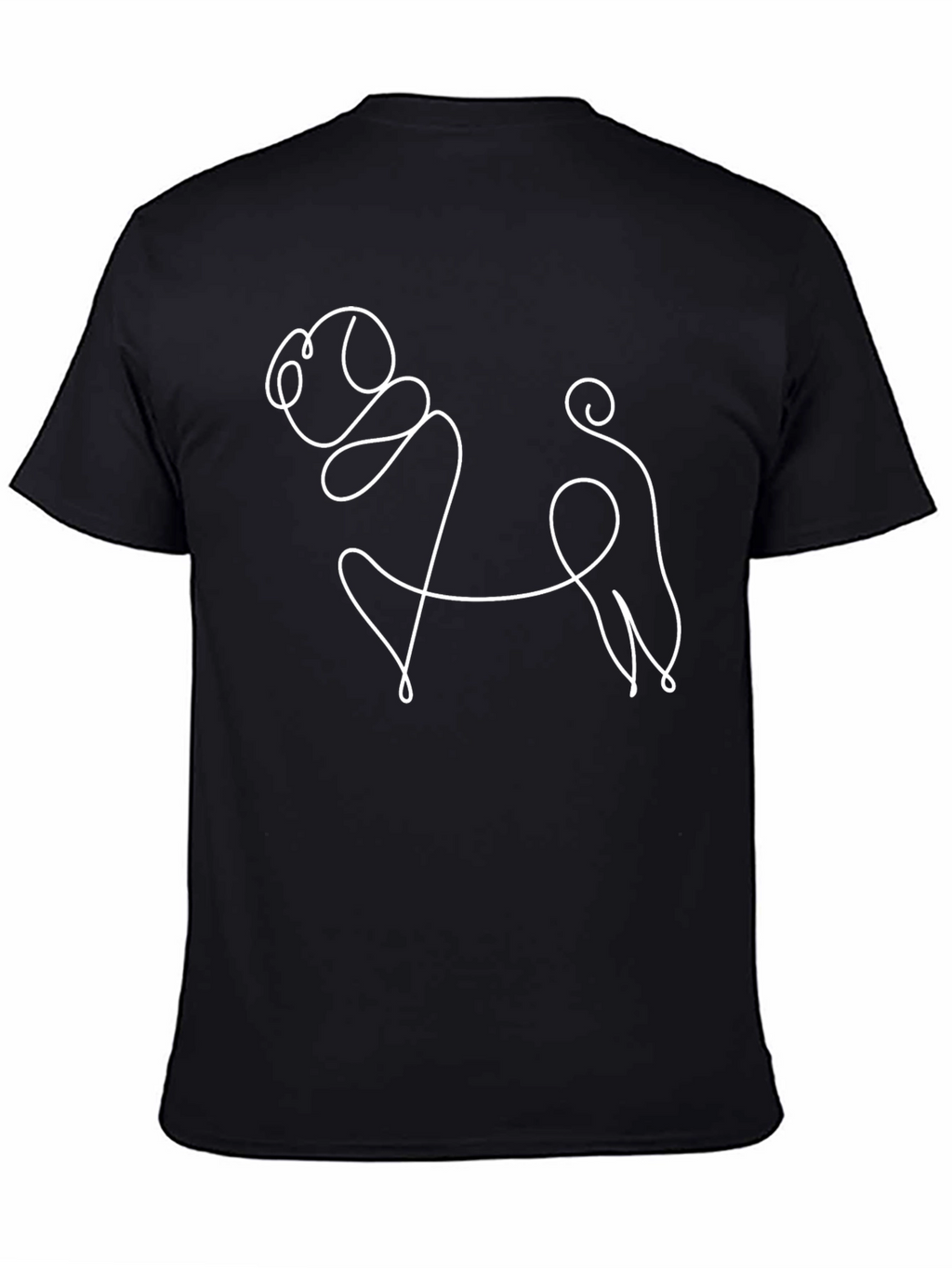 Minimalist Pug Line Art Black T-Shirt