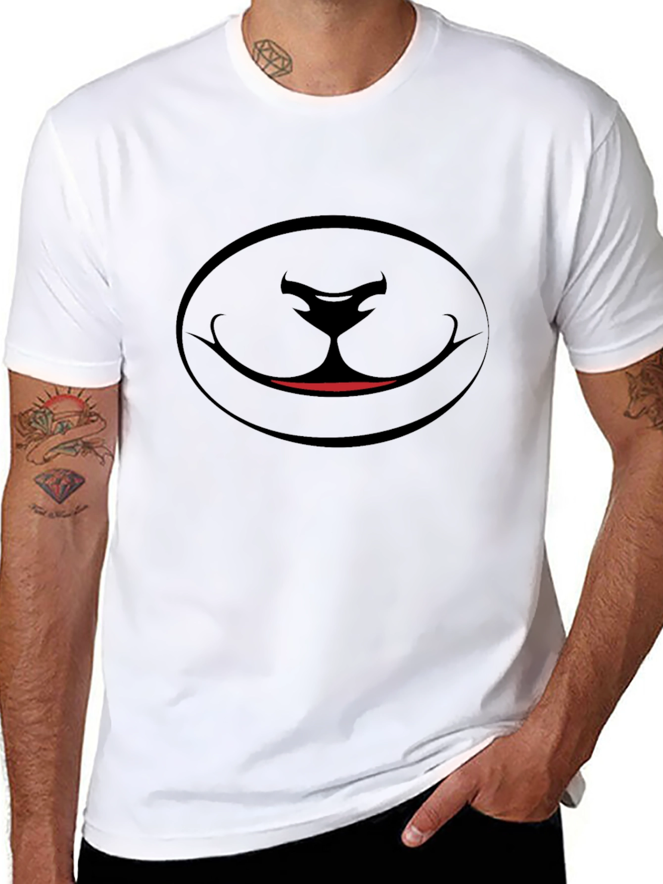 Black Cartoon Face Graphic Tee
