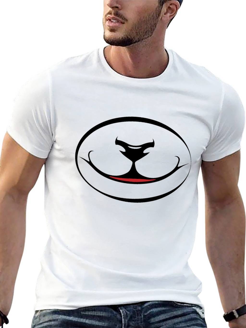 Black Cartoon Face Graphic Tee