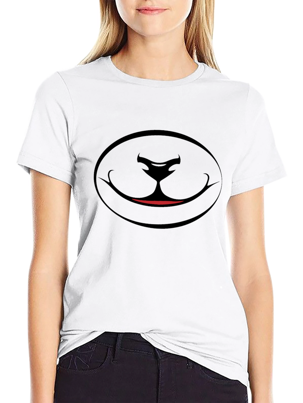 Black Cartoon Face Graphic Tee