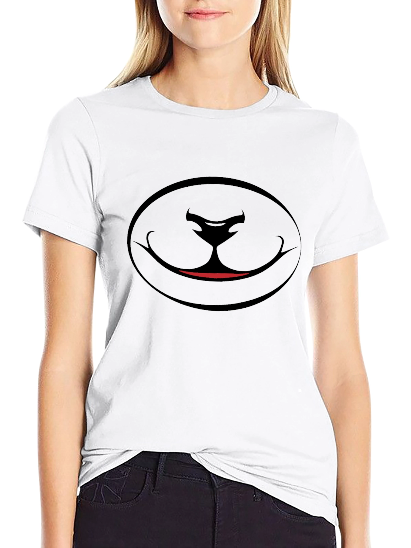 Black Cartoon Face Graphic Tee