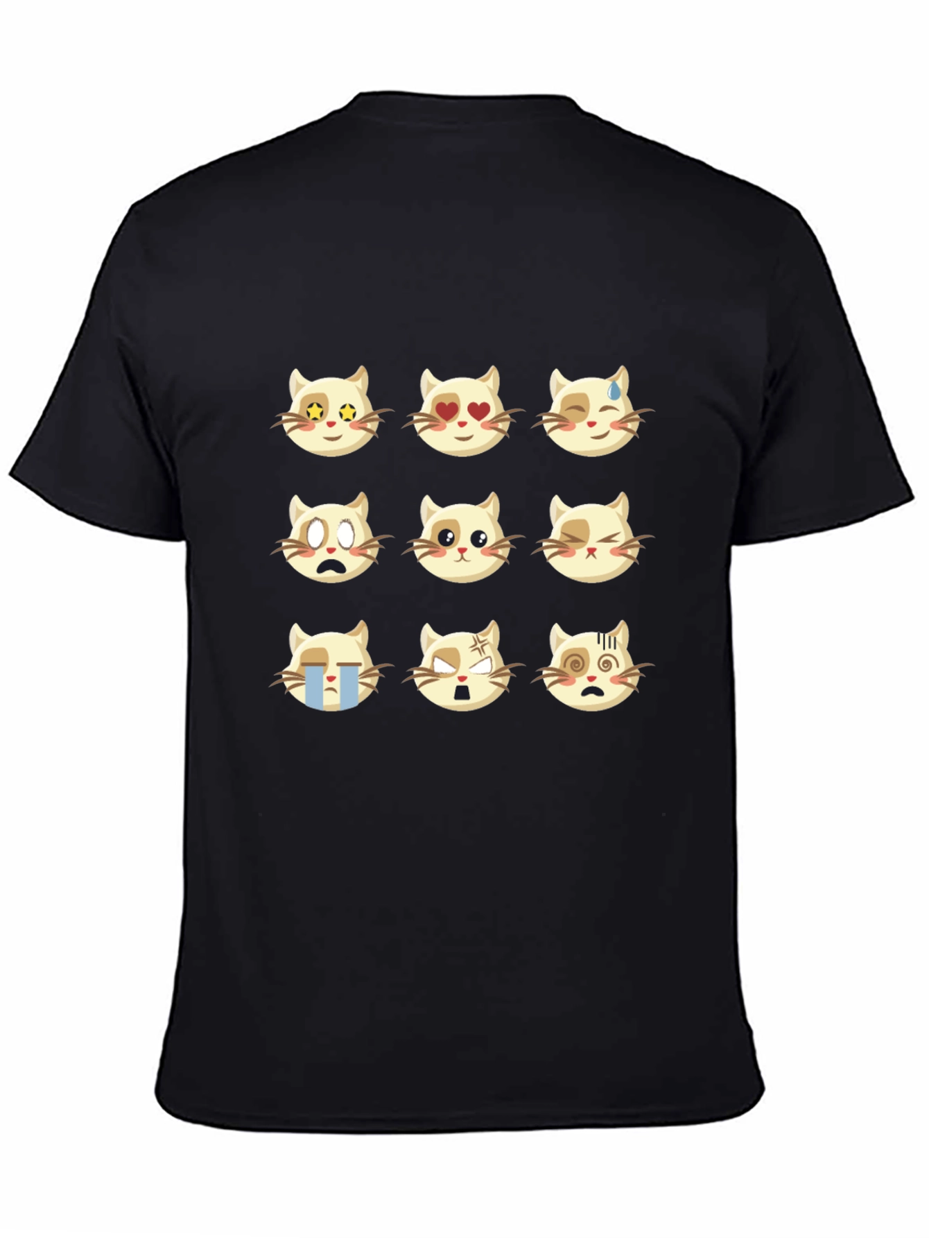 Emoji Cat Black T-Shirt