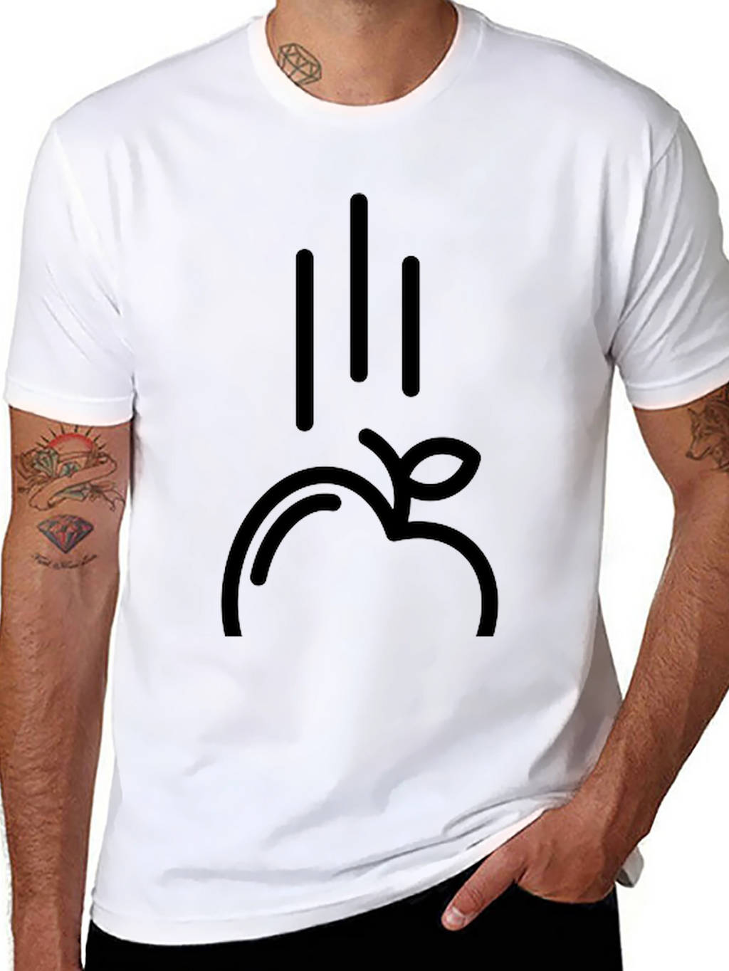 Falling Apple Black Graphic Tee - Modern Style