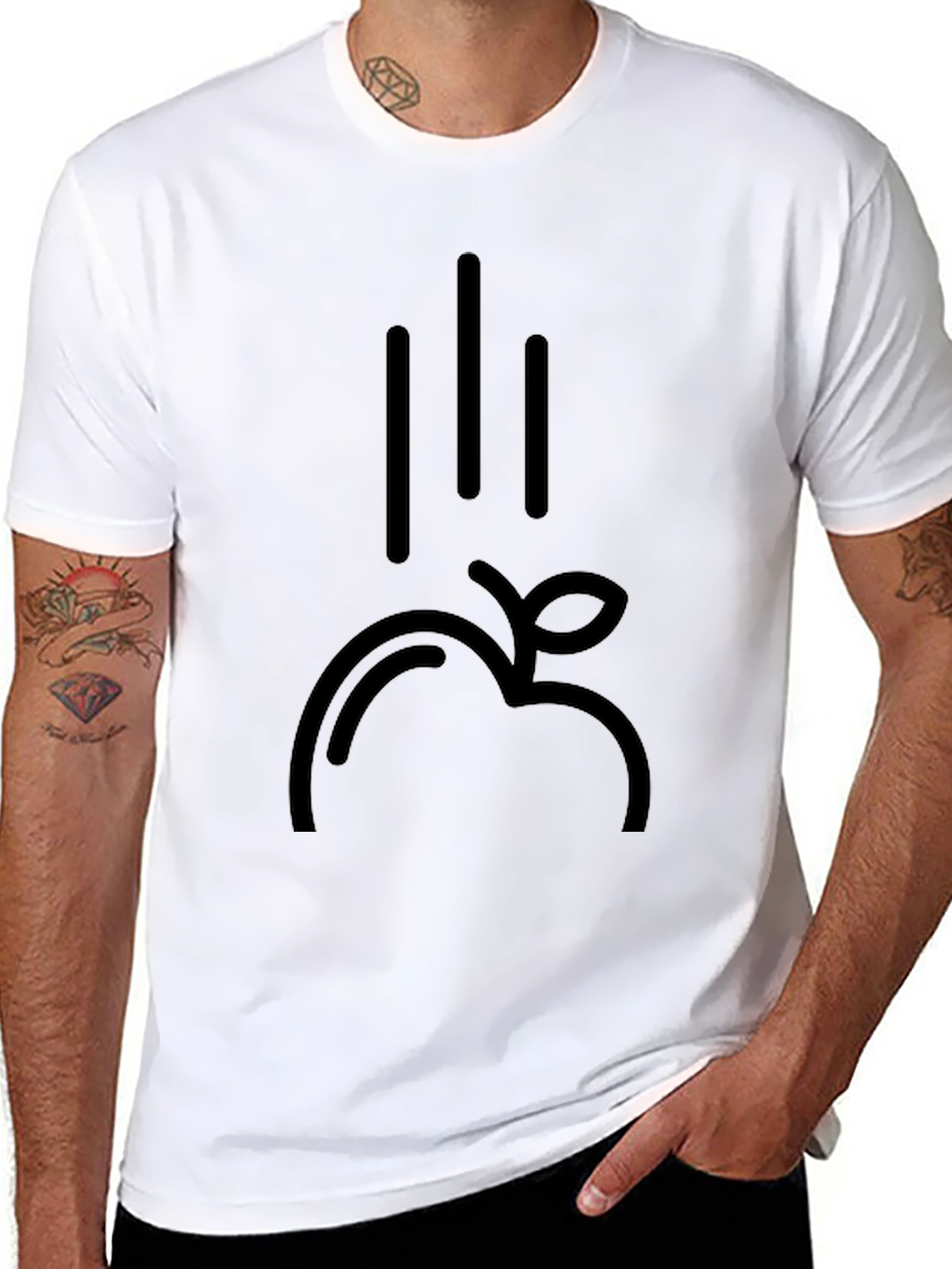 Falling Apple Black Graphic Tee - Modern Style