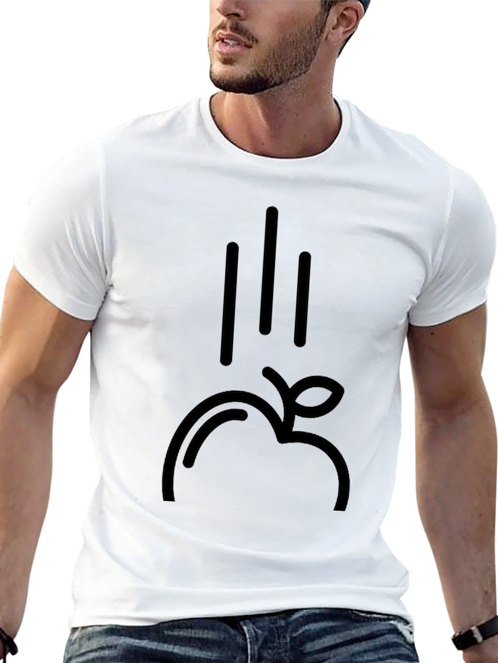 Falling Apple Black Graphic Tee - Modern Style