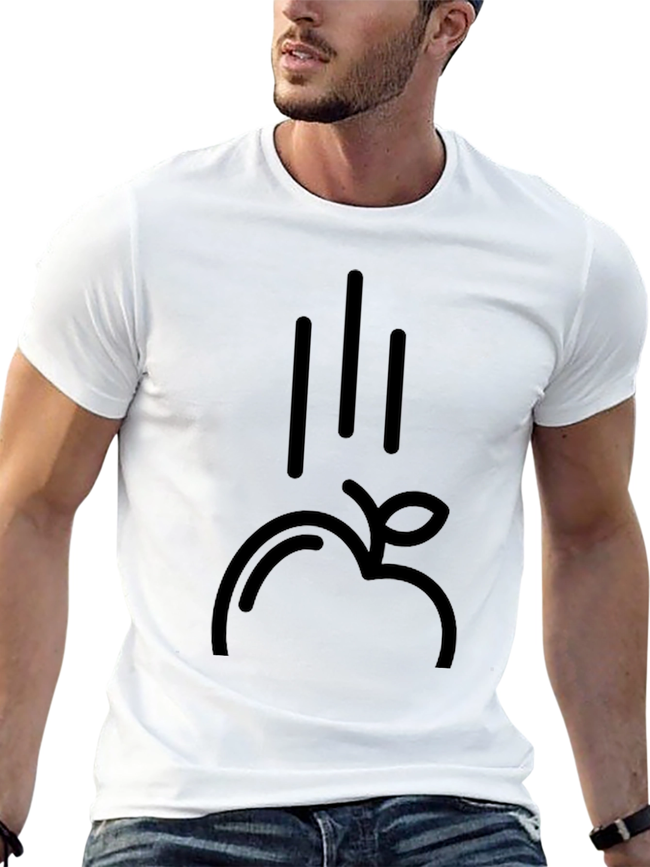 Falling Apple Black Graphic Tee - Modern Style