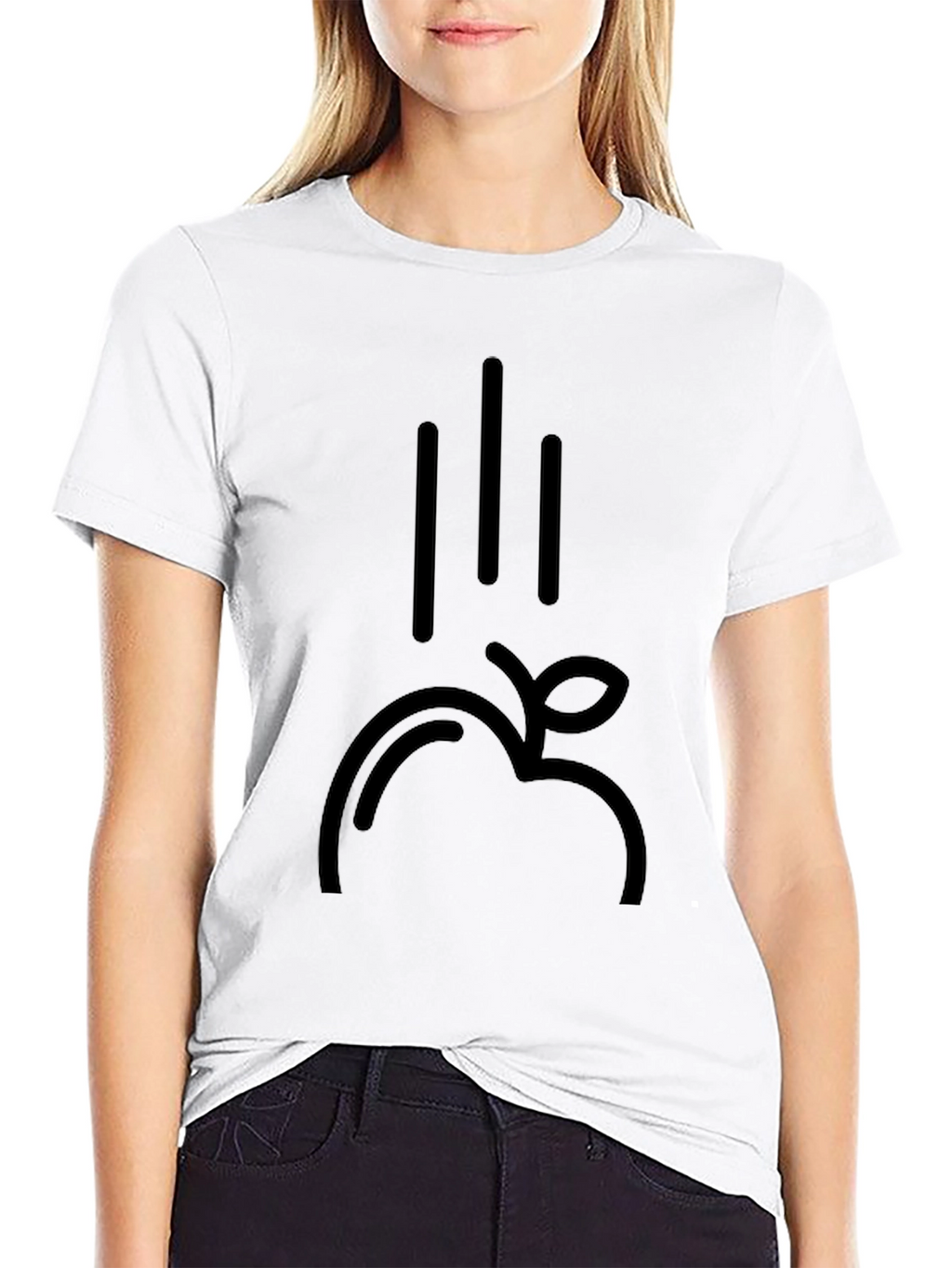 Falling Apple Black Graphic Tee - Modern Style