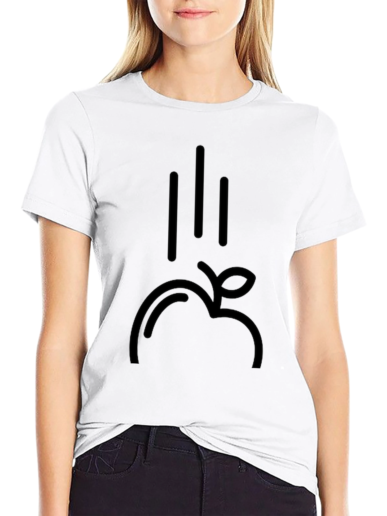 Falling Apple Black Graphic Tee - Modern Style