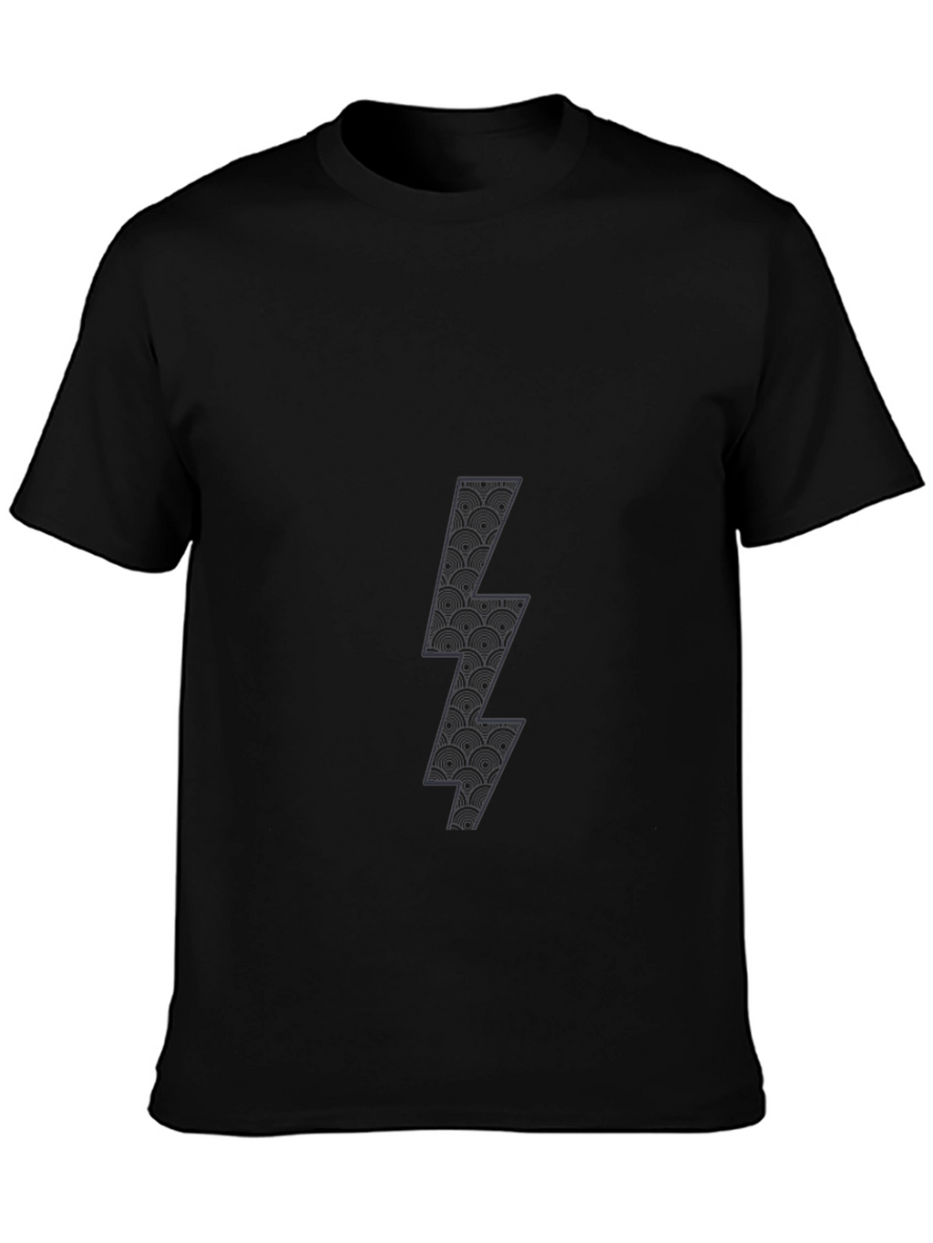 Mens Black T-Shirt with Lightning Bolt Graphic