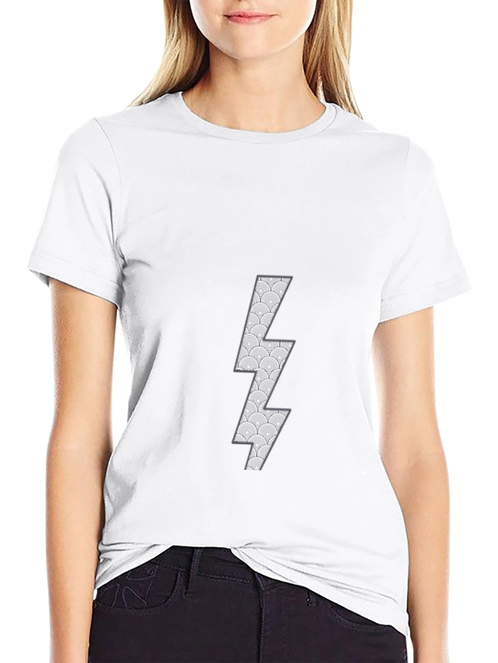 Mens Black T-Shirt with Lightning Bolt Graphic