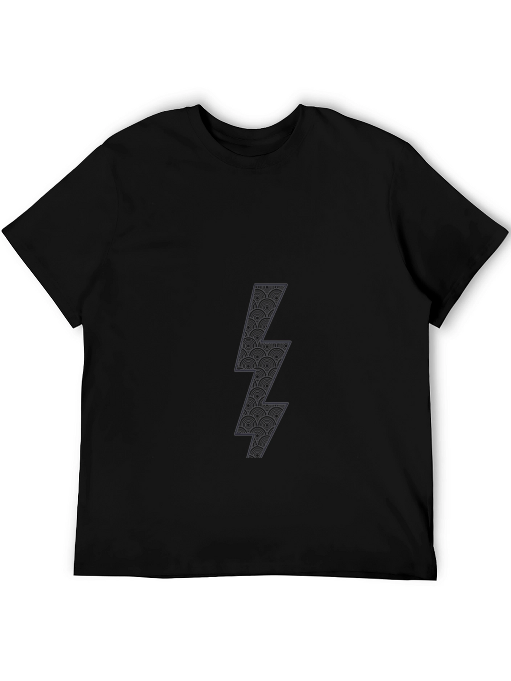 Mens Black T-Shirt with Lightning Bolt Graphic