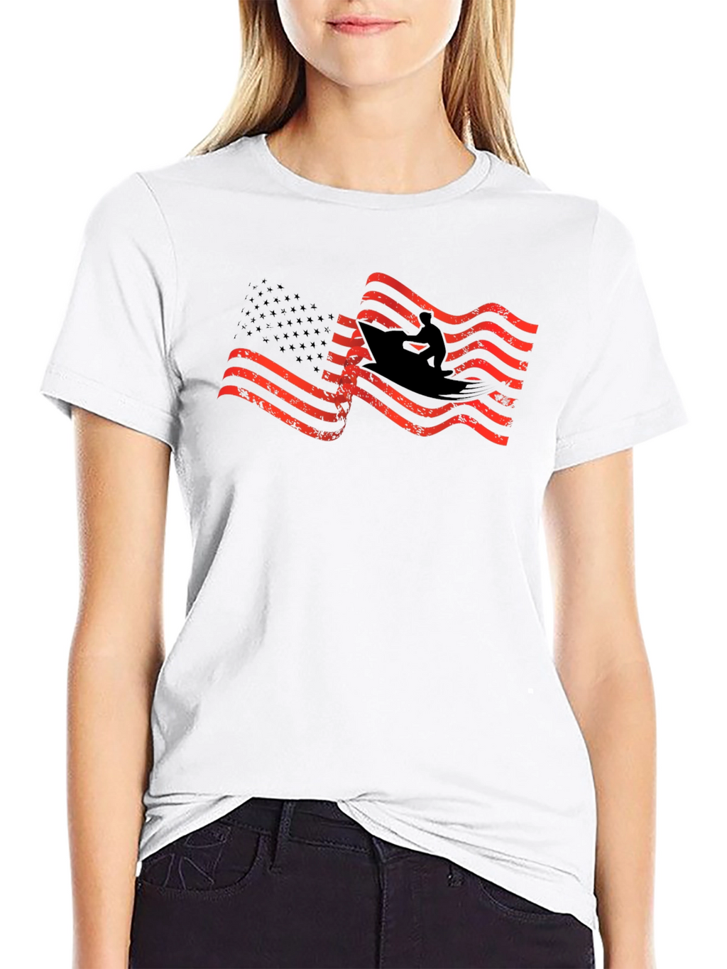 American Flag Surfer Graphic T-Shirt