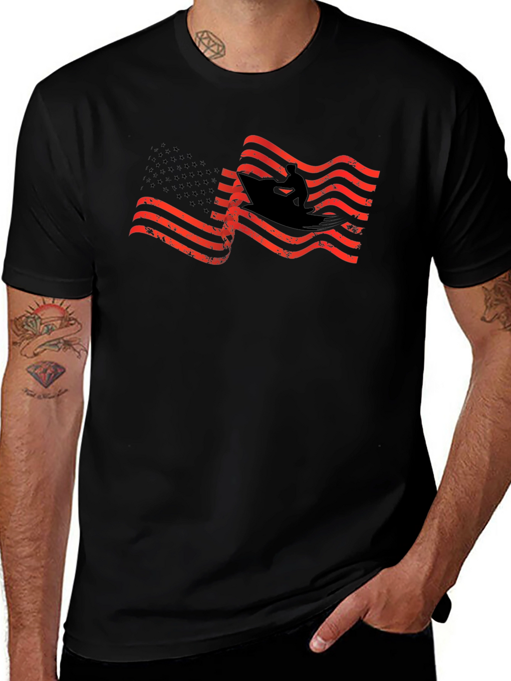 American Flag Surfer Graphic T-Shirt