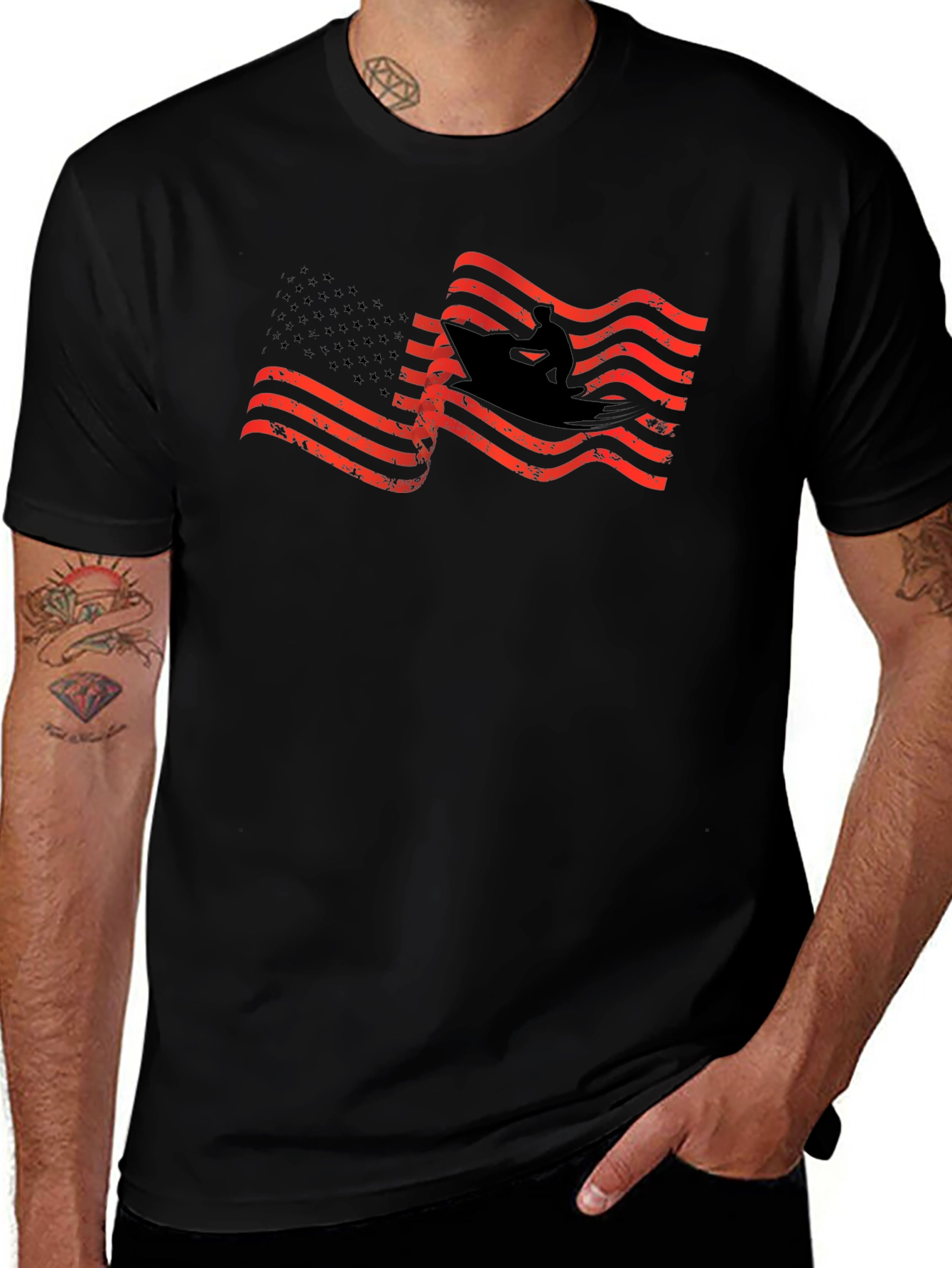 American Flag Surfer Graphic T-Shirt