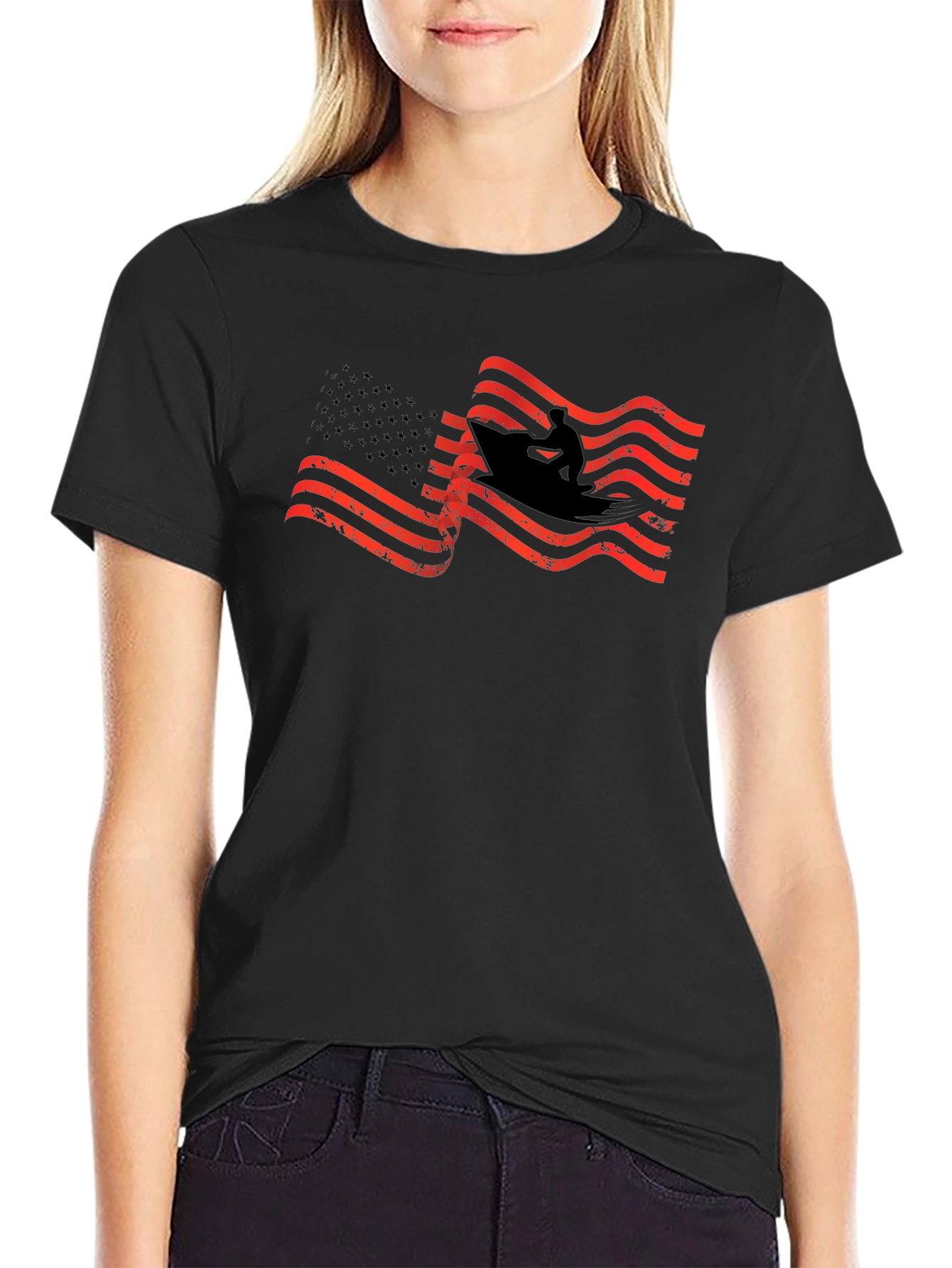 American Flag Surfer Graphic T-Shirt