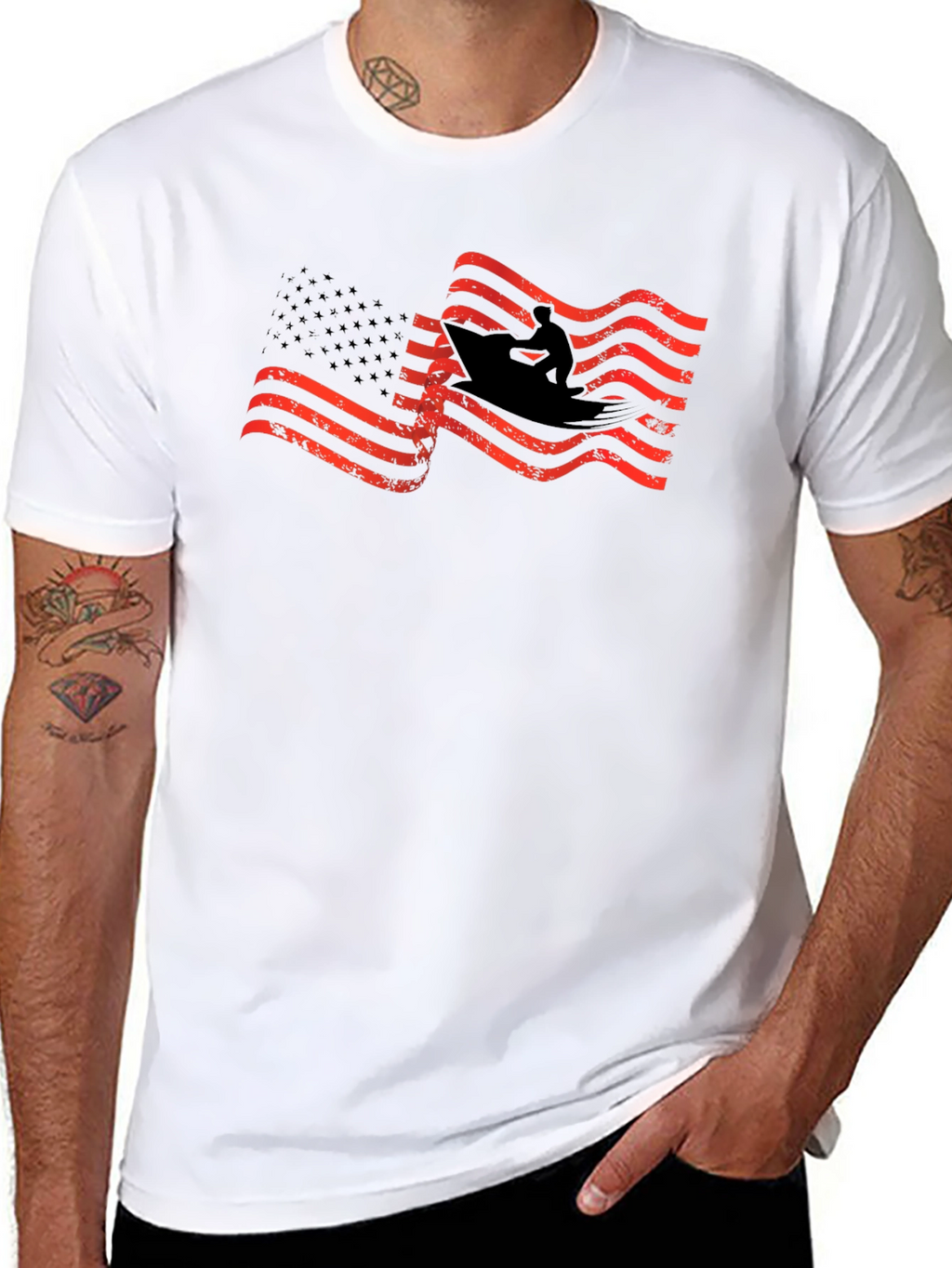 American Flag Surfer Graphic T-Shirt