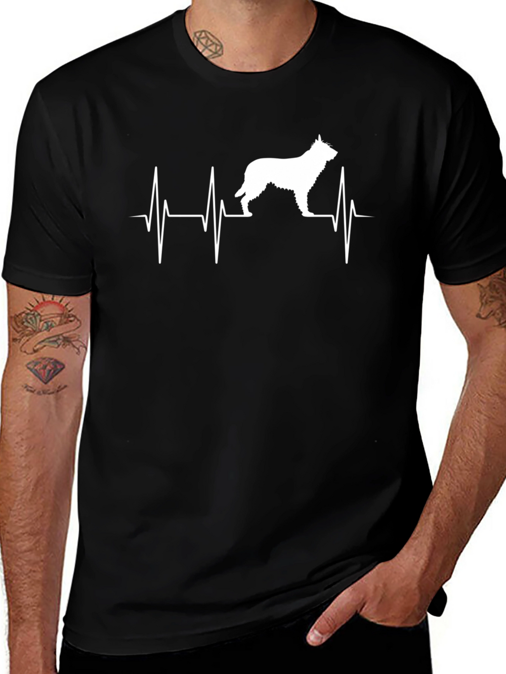 Dog Heartbeat T-Shirt - Black Graphic Tee