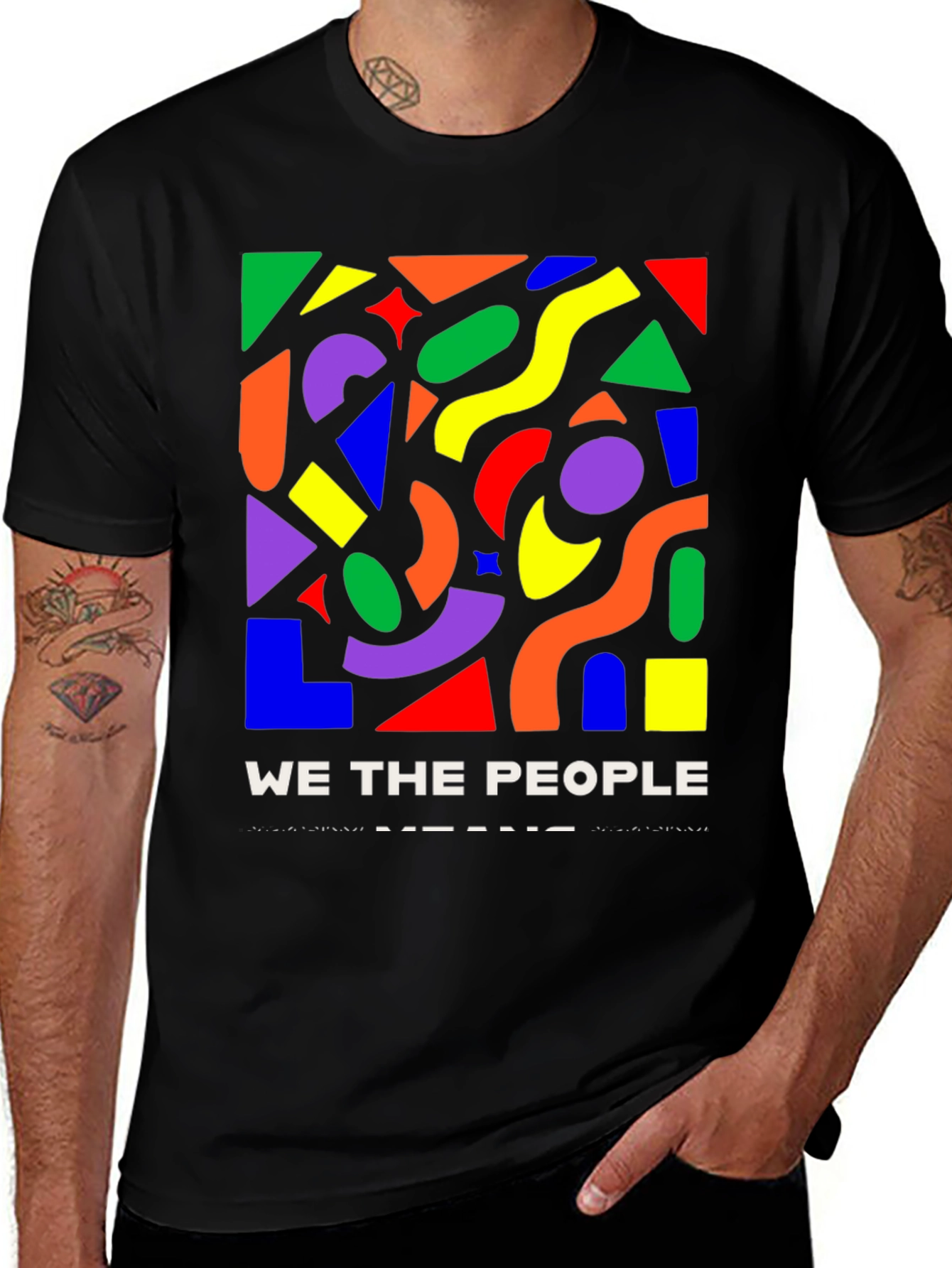 Vibrant Geometric We The People Graphic Tee