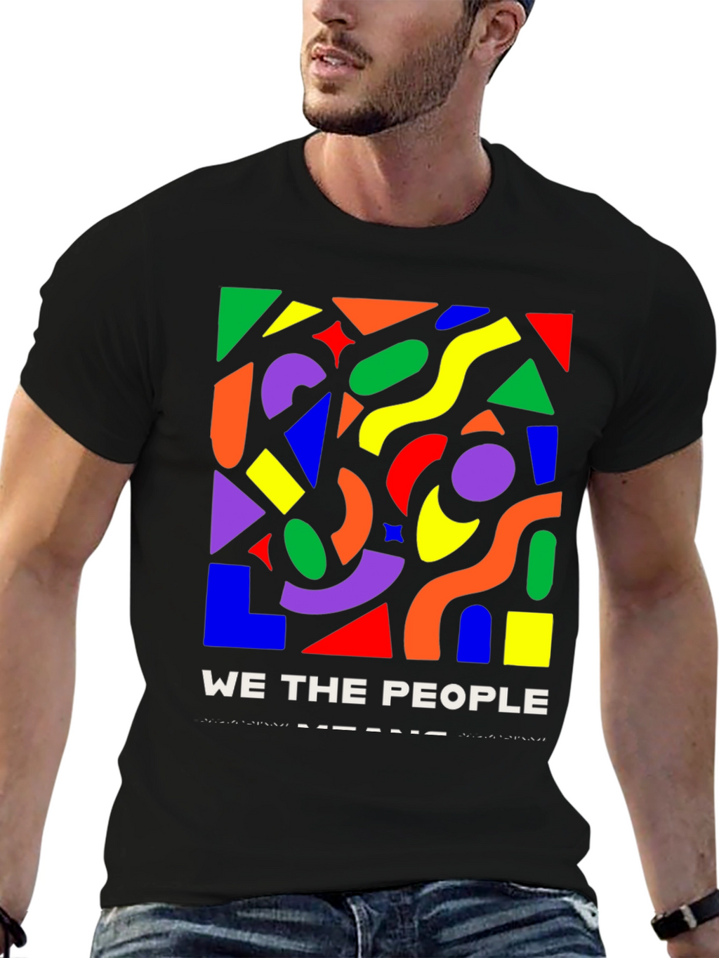 Vibrant Geometric We The People Graphic Tee