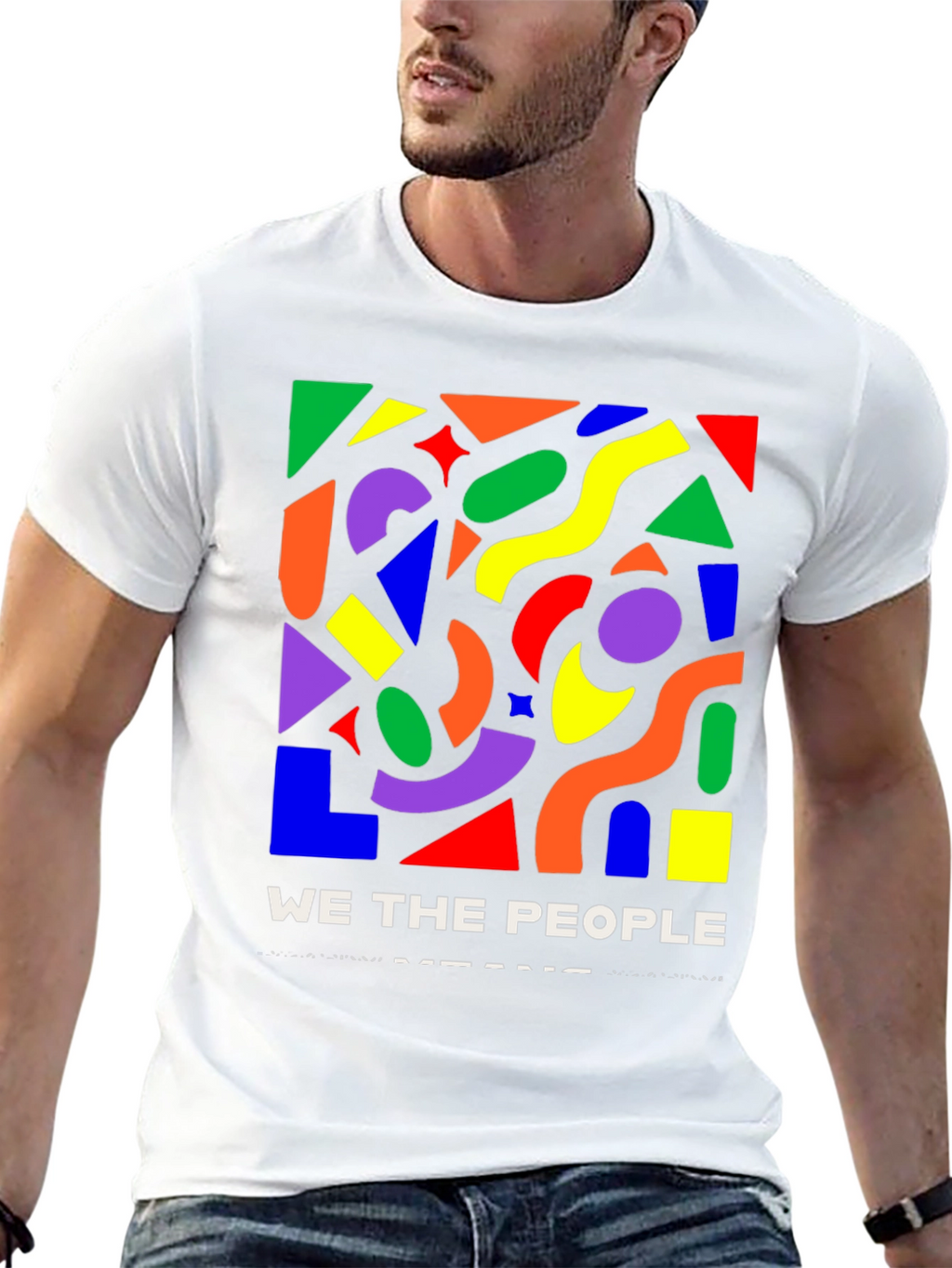 Vibrant Geometric We The People Graphic Tee