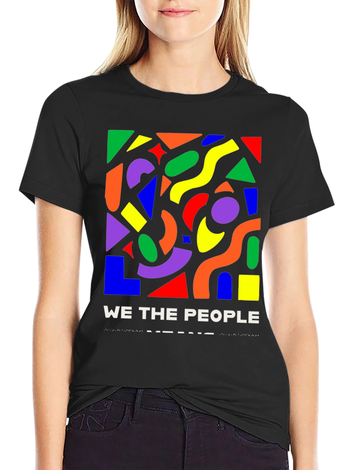 Vibrant Geometric We The People Graphic Tee