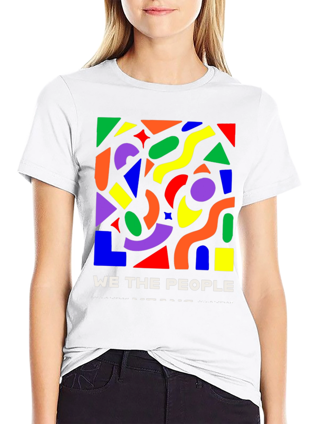 Vibrant Geometric We The People Graphic Tee