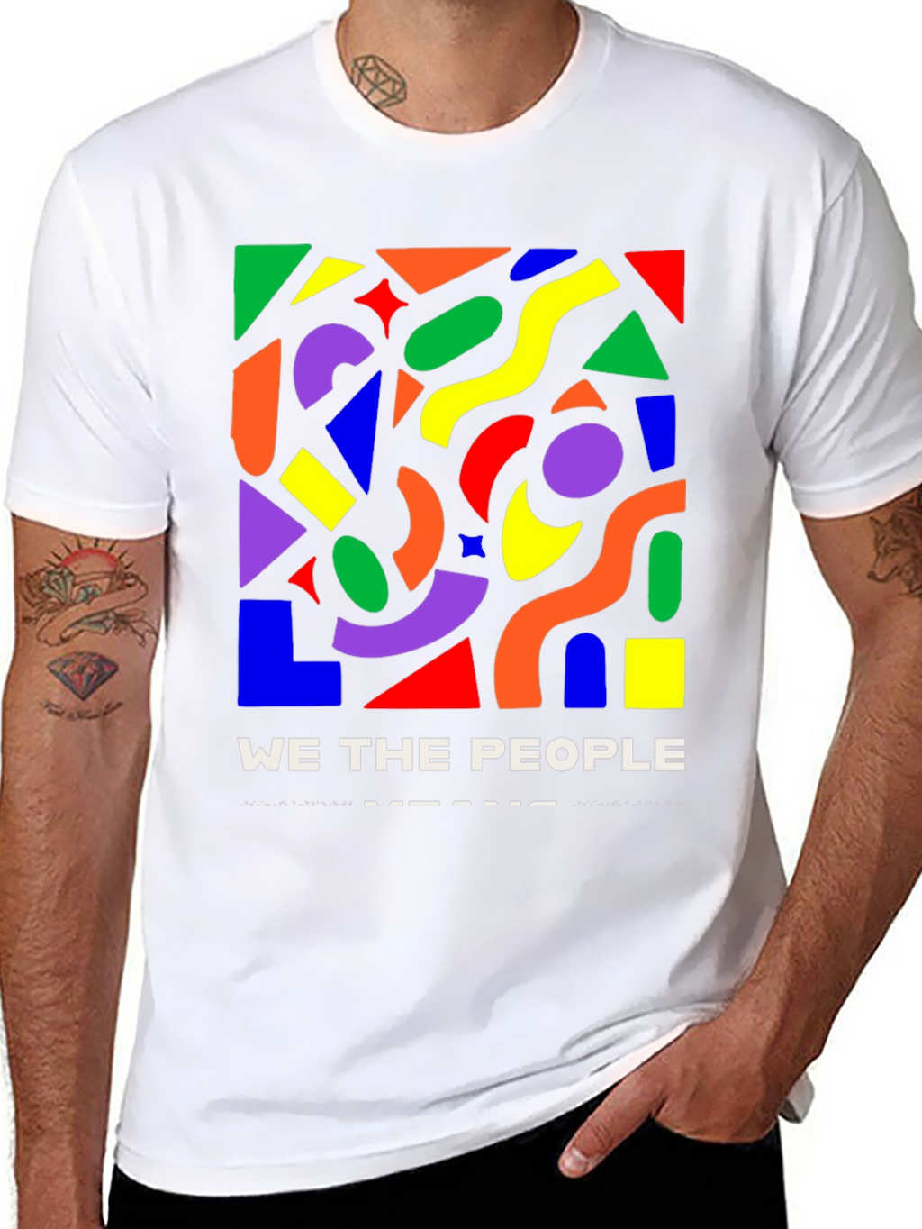 Vibrant Geometric We The People Graphic Tee