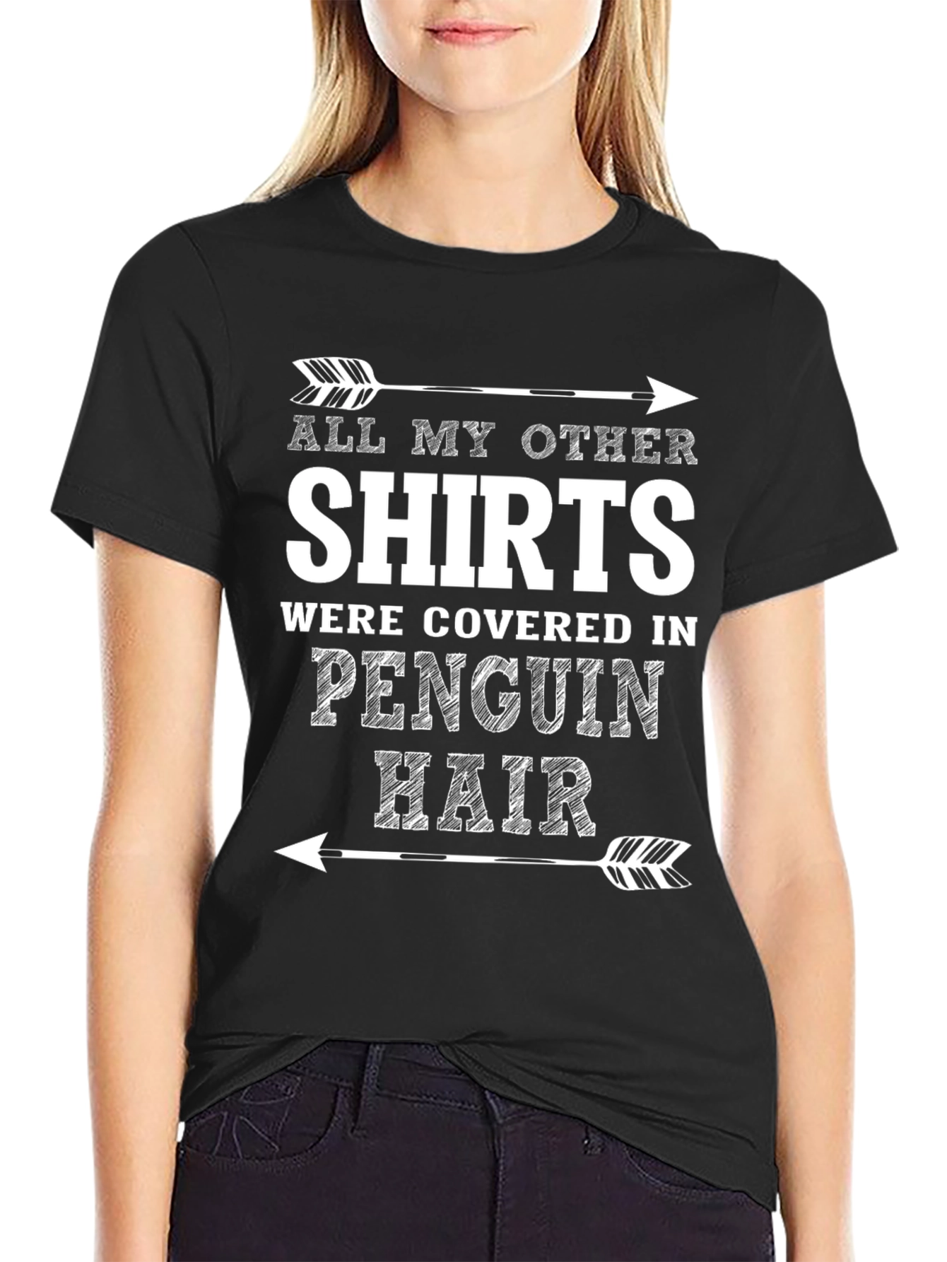 Penguin Hair T-Shirt Funny Novelty Graphic Tee