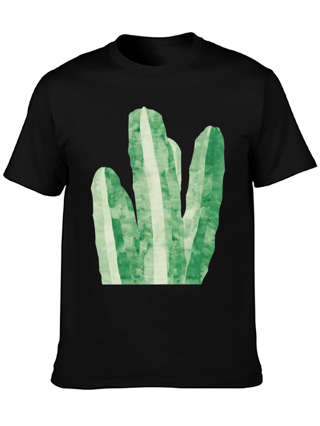 Green Cactus Graphic Tee - Trendy Black T-Shirt