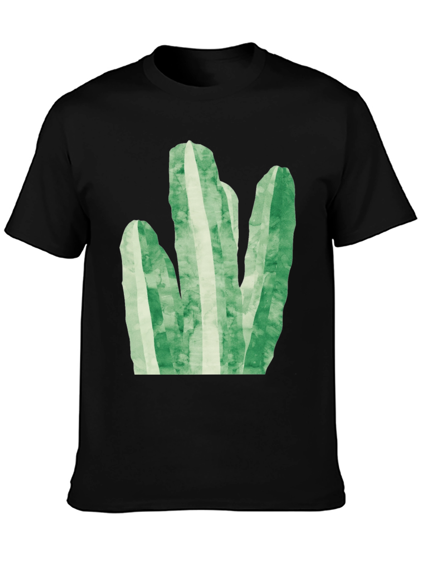 Green Cactus Graphic Tee - Trendy Black T-Shirt