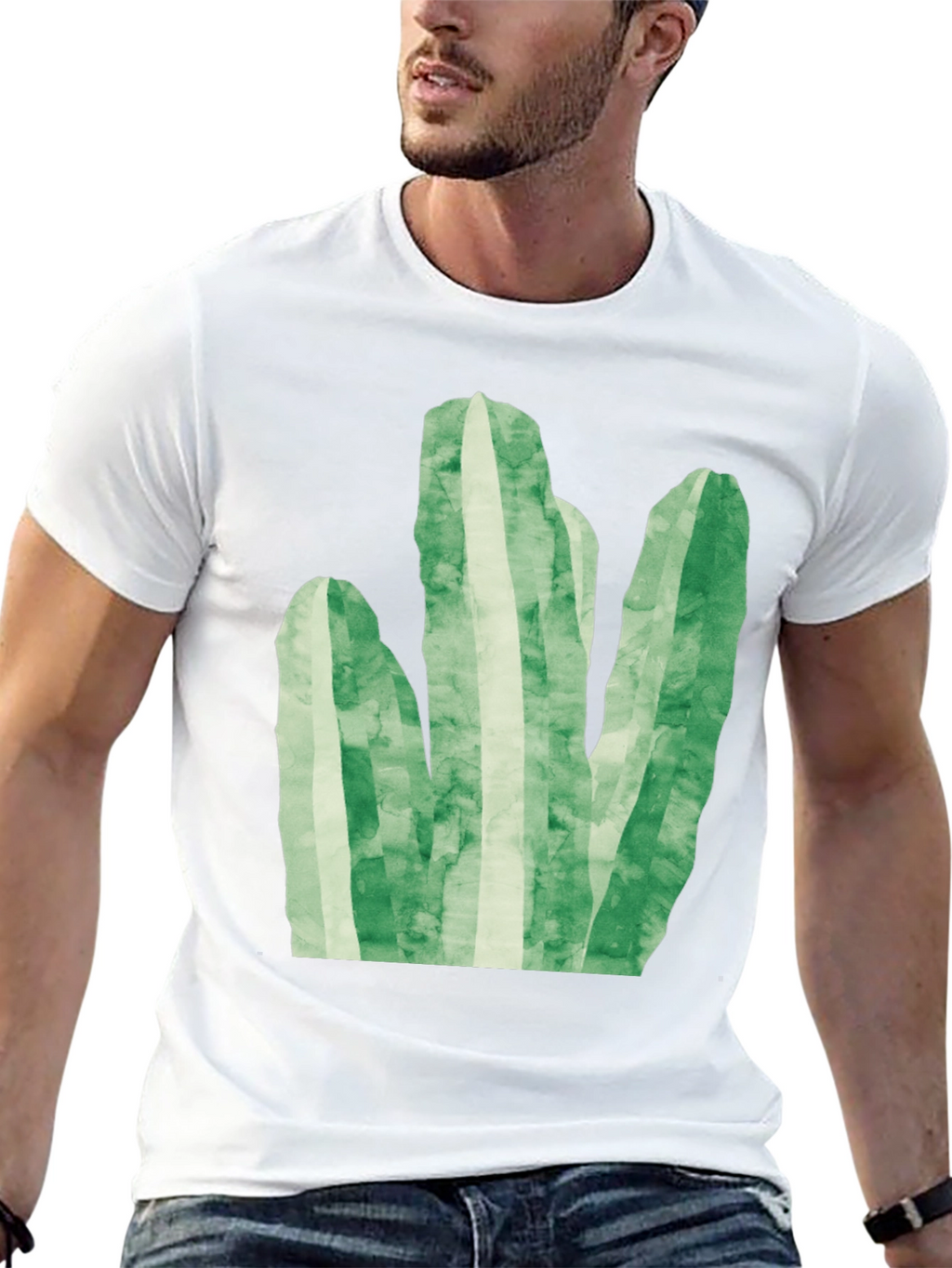 Green Cactus Graphic Tee - Trendy Black T-Shirt