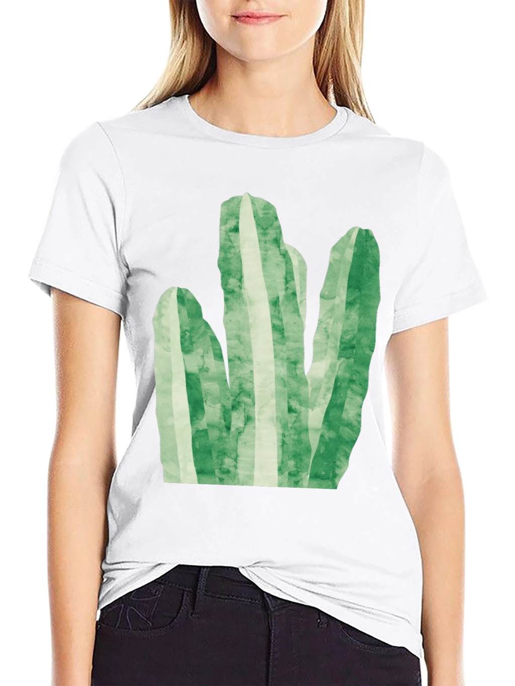 Green Cactus Graphic Tee - Trendy Black T-Shirt