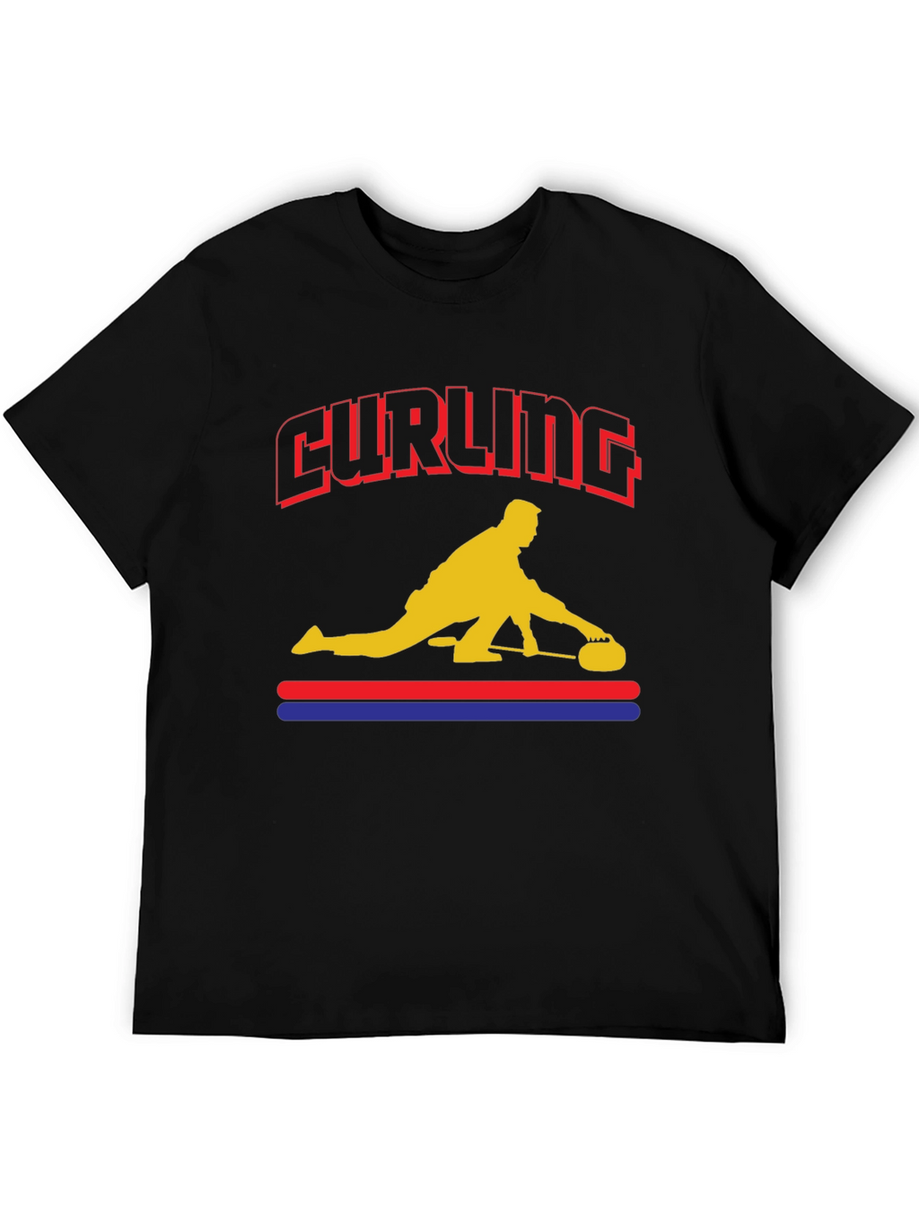 Curling Player Graphic T-Shirt - Novelty Design