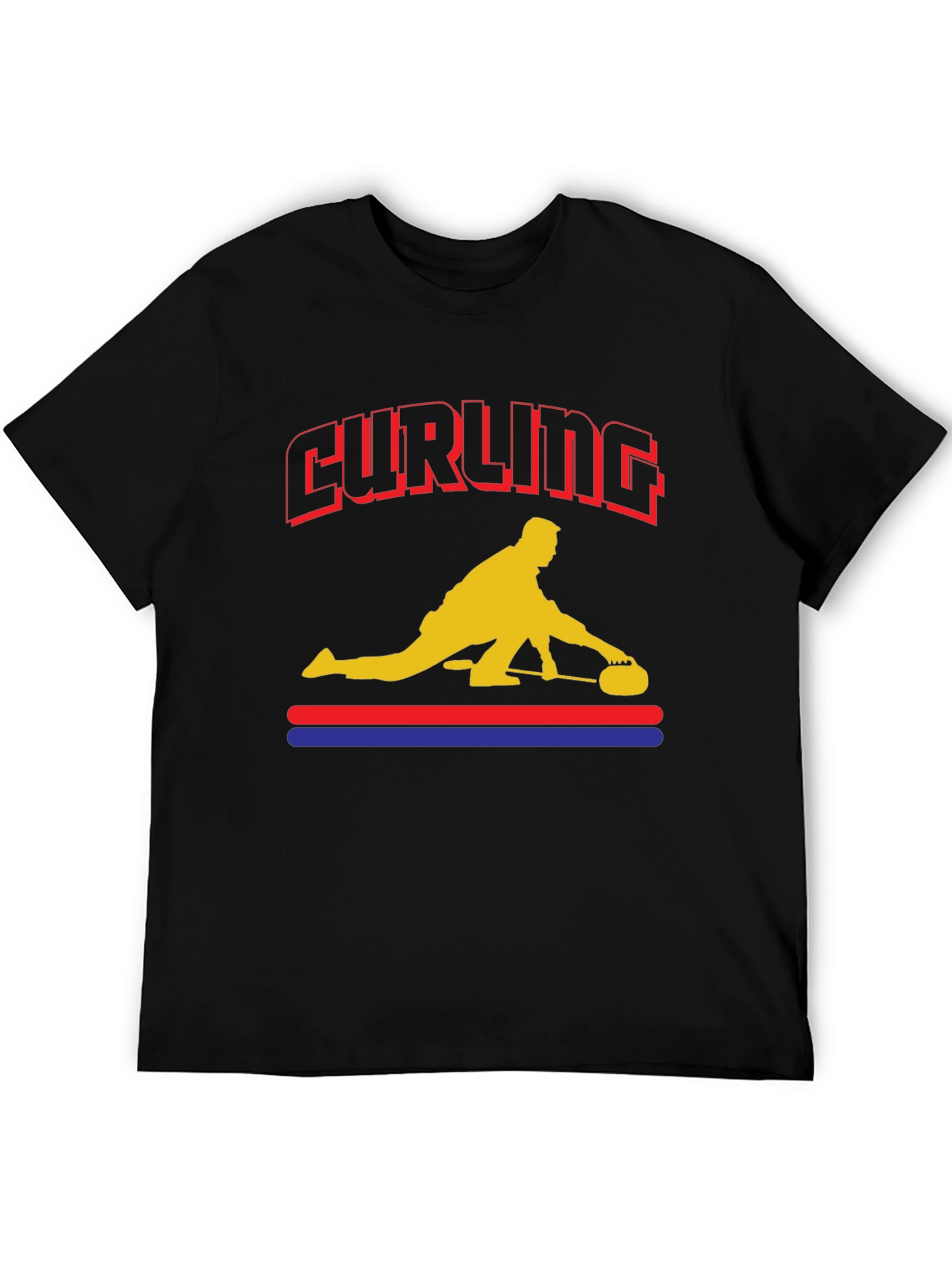 Curling Player Graphic T-Shirt - Novelty Design