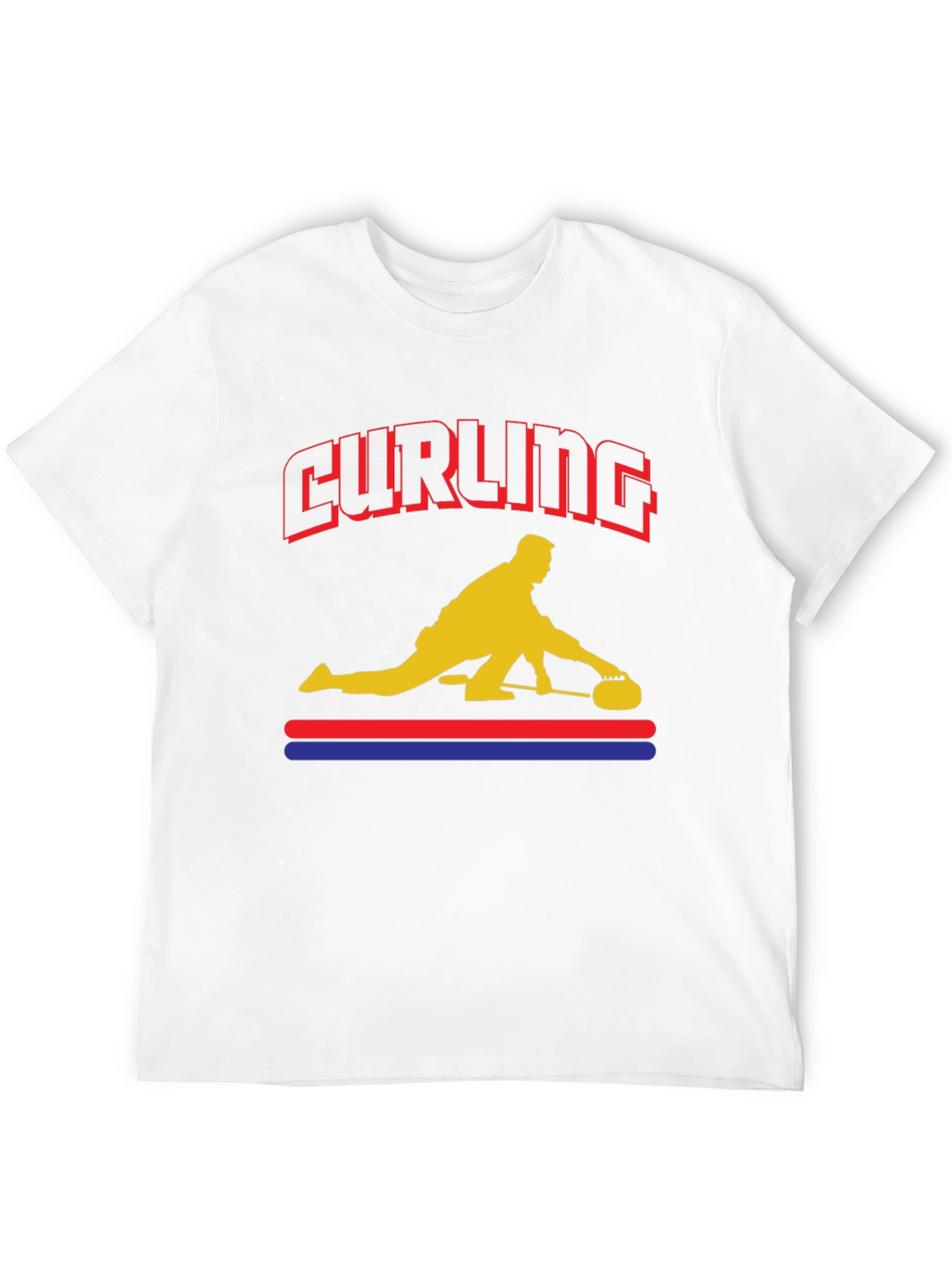 Curling Player Graphic T-Shirt - Novelty Design