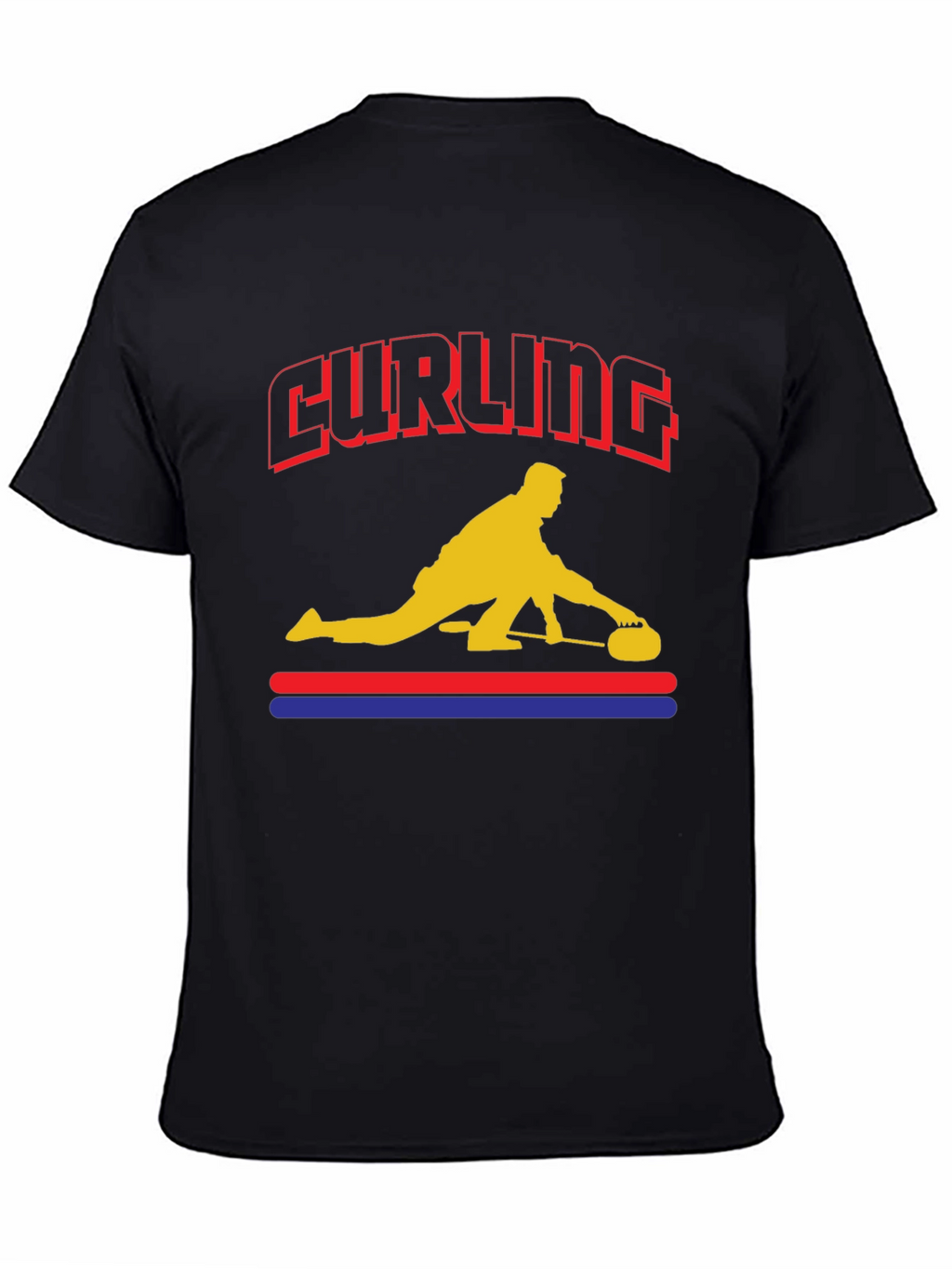 Curling Player Graphic T-Shirt - Novelty Design