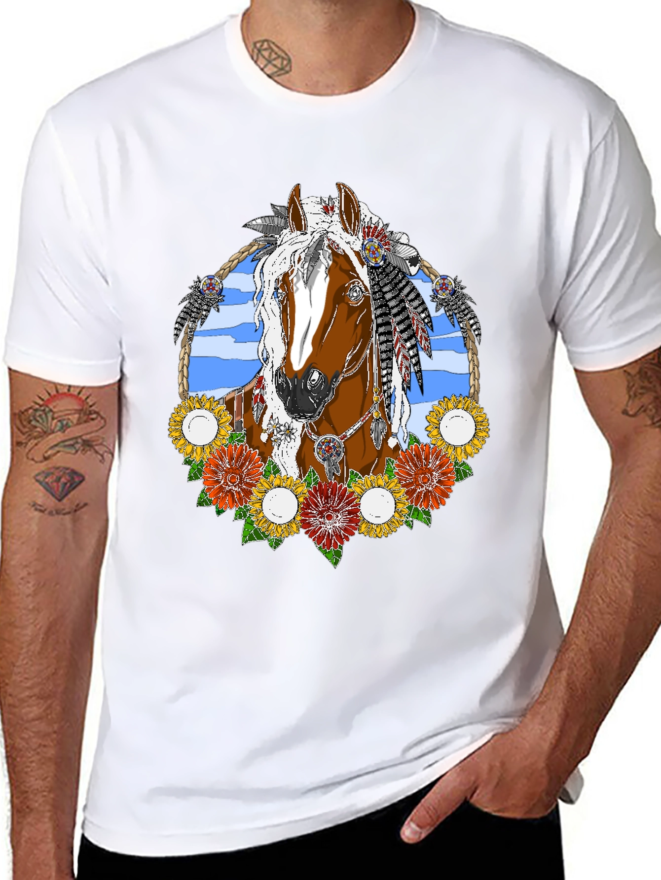 Horse and Flowers Graphic Tee
