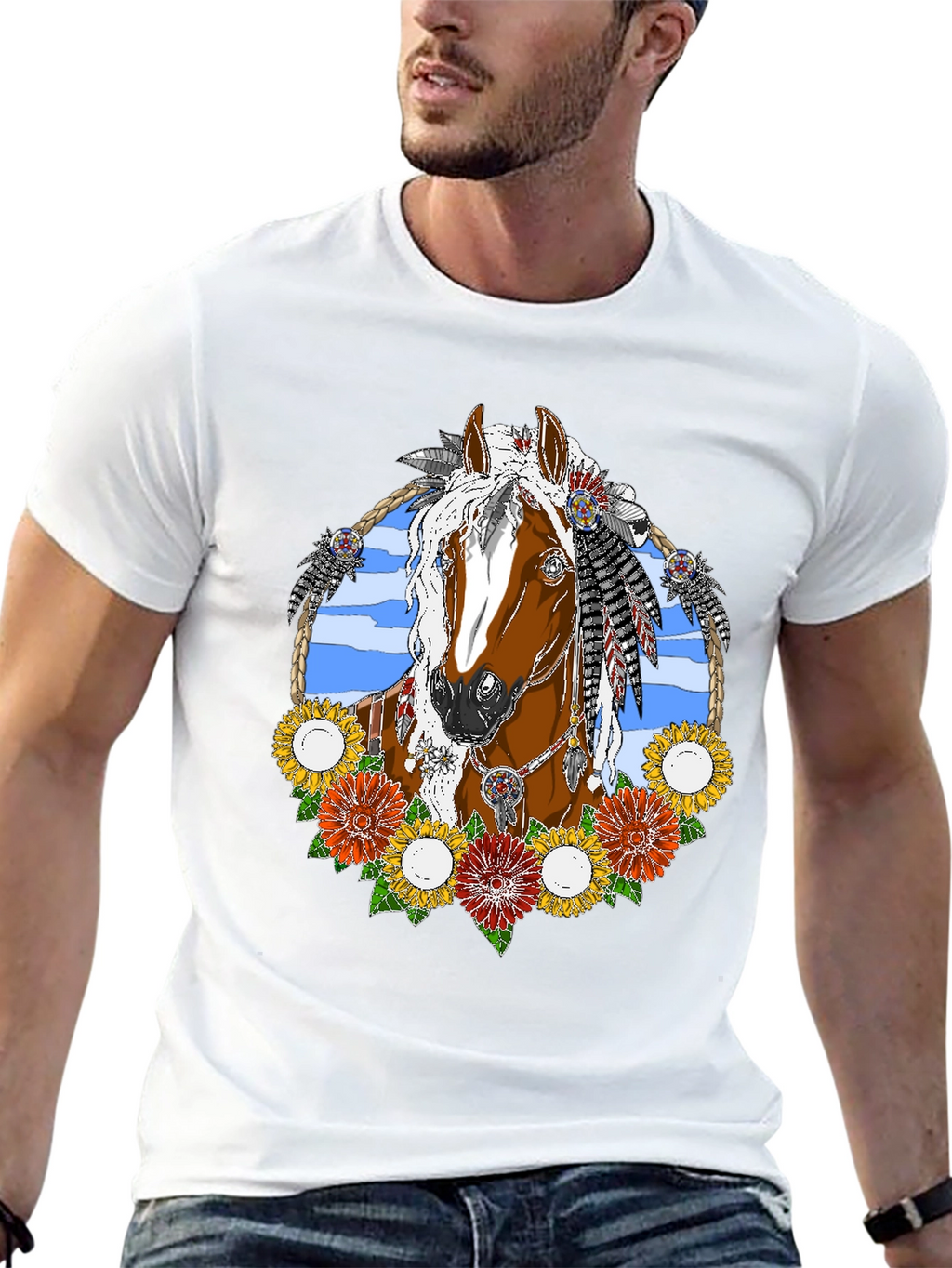 Horse and Flowers Graphic Tee