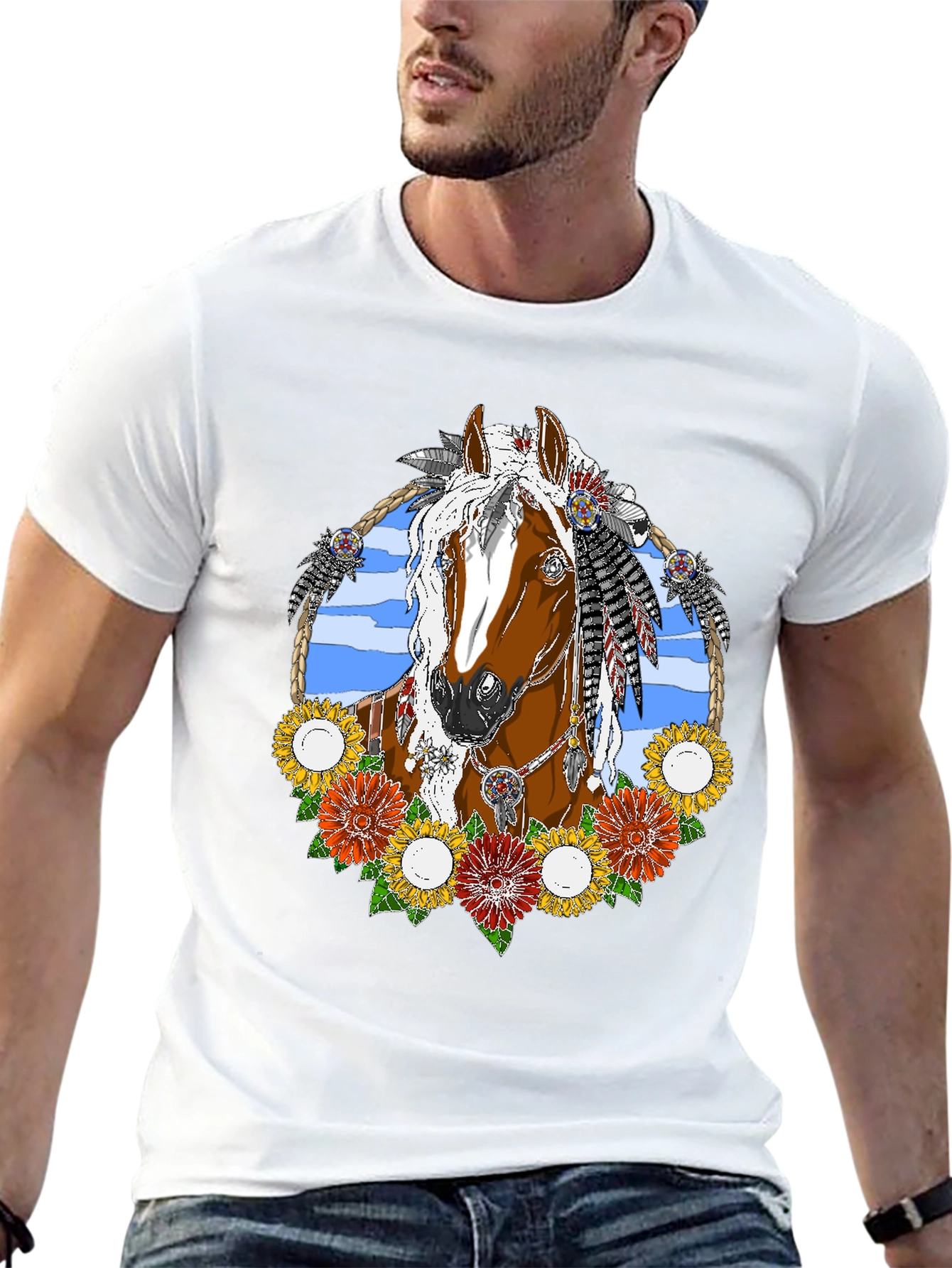 Horse and Flowers Graphic Tee