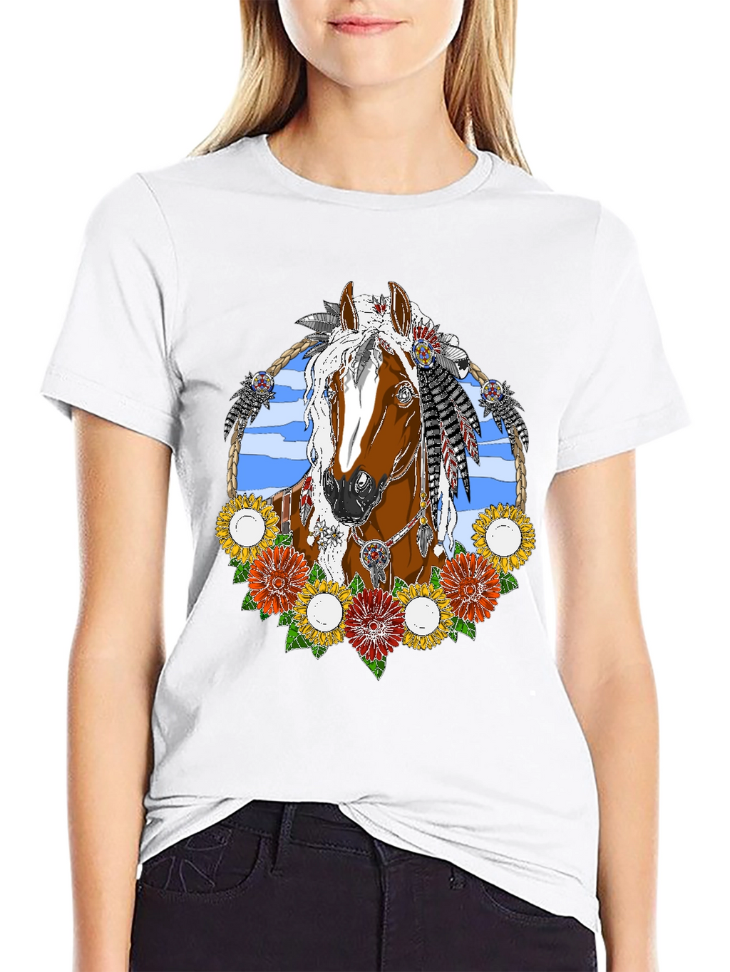 Horse and Flowers Graphic Tee
