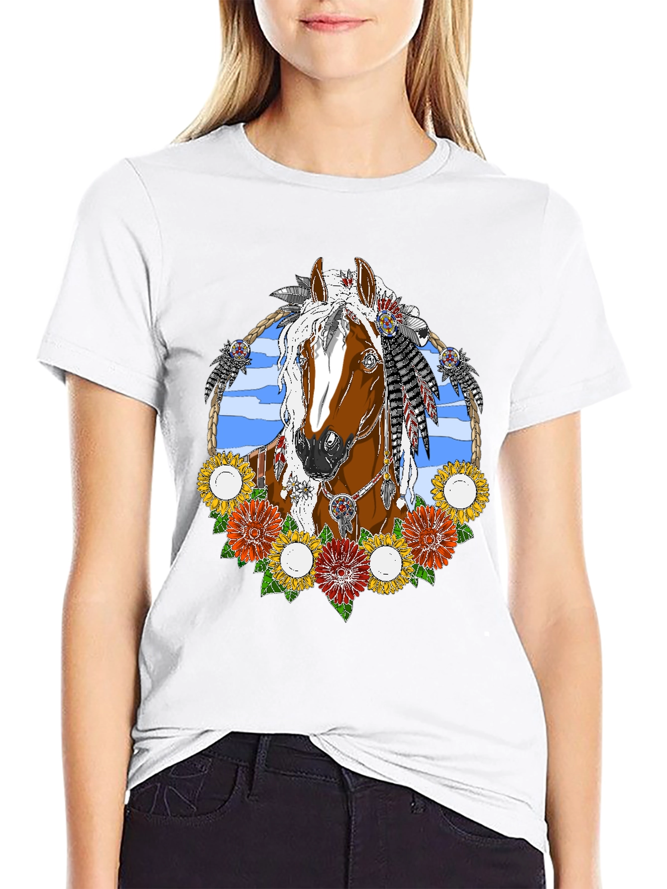 Horse and Flowers Graphic Tee