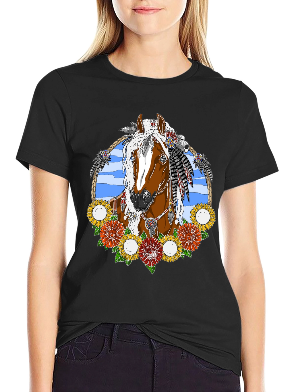 Horse and Flowers Graphic Tee