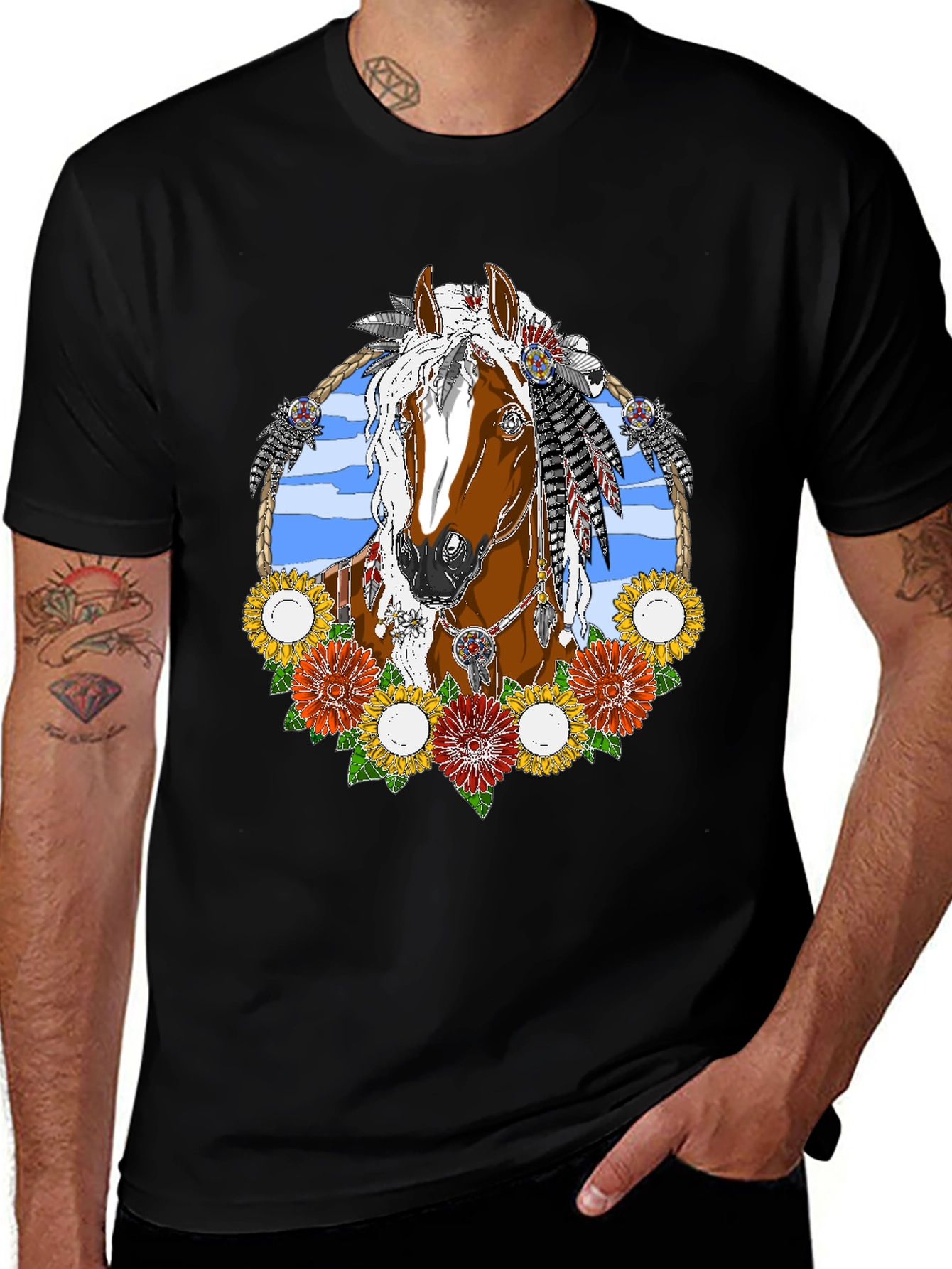 Horse and Flowers Graphic Tee