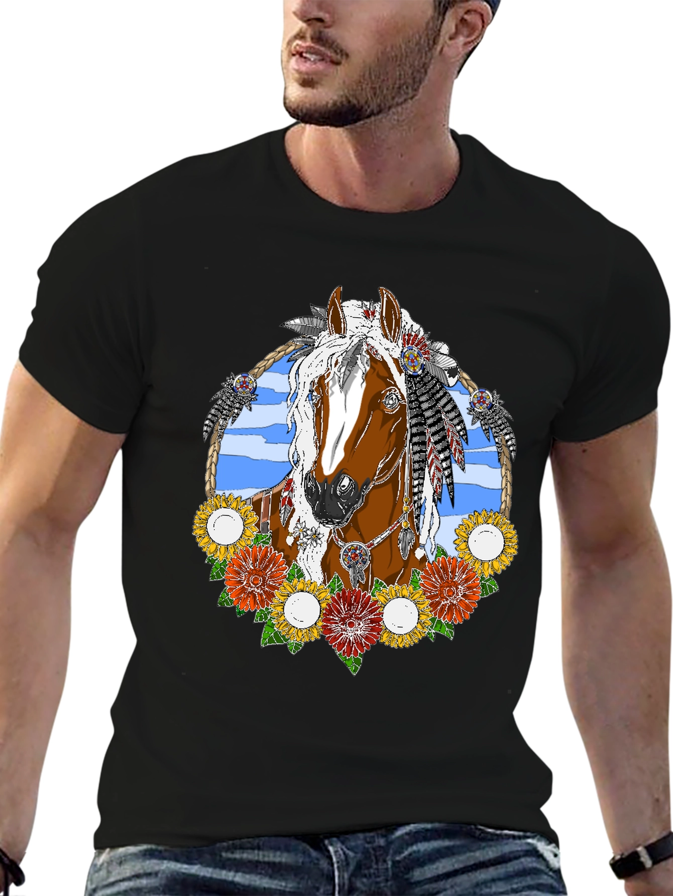 Horse and Flowers Graphic Tee