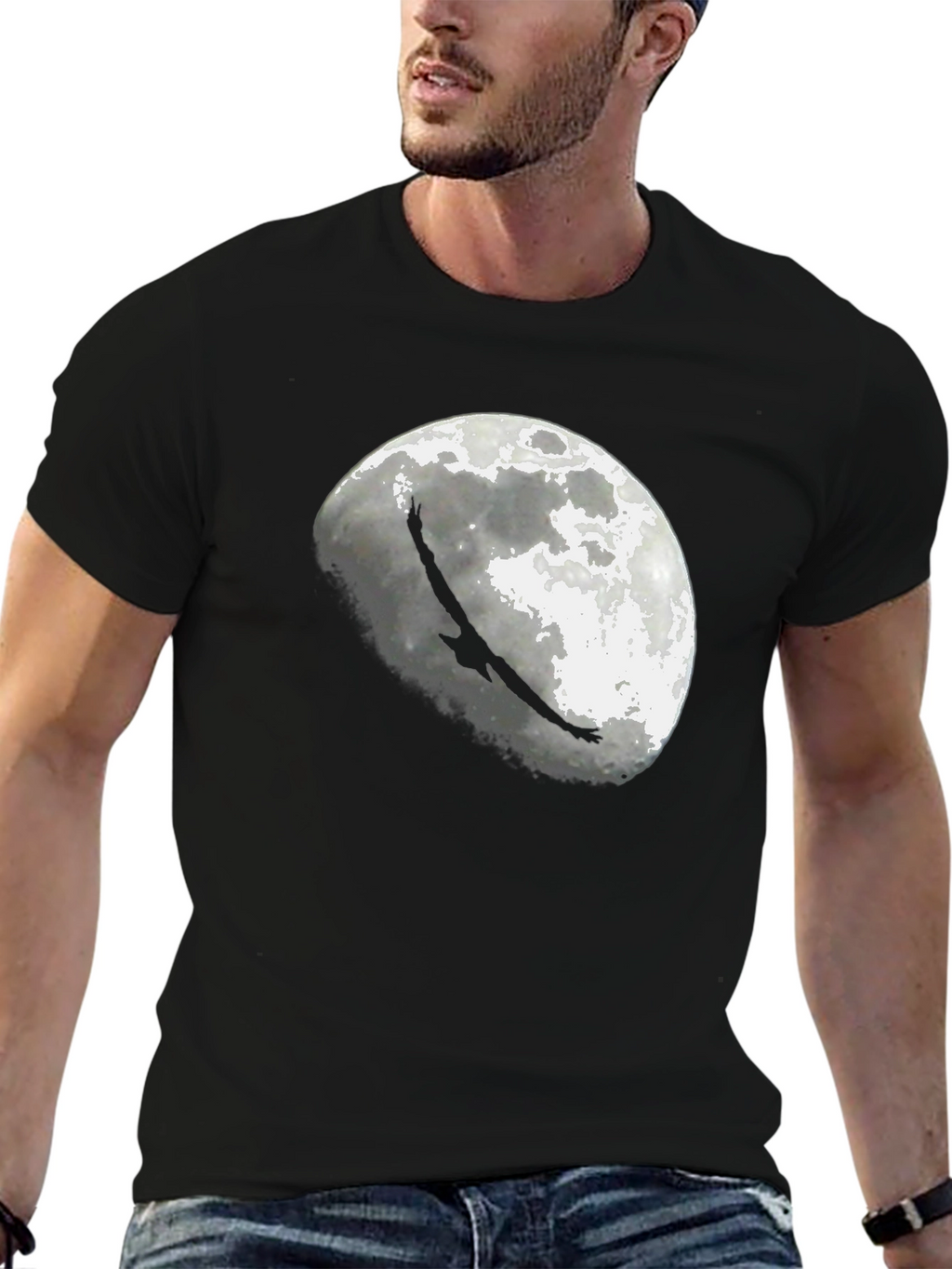 Eagle Moon Graphic T-Shirt - Black