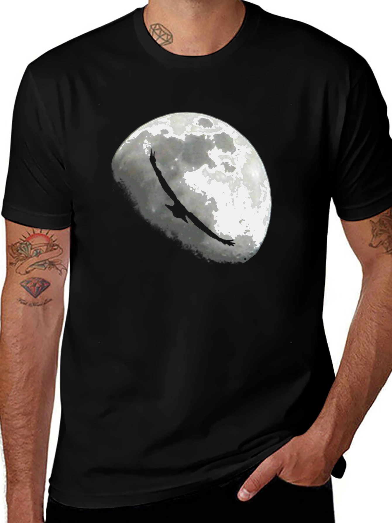 Eagle Moon Graphic T-Shirt - Black