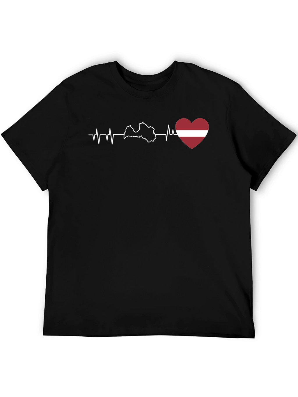 Latvia Heartbeat T-Shirt - Black Cotton Tee