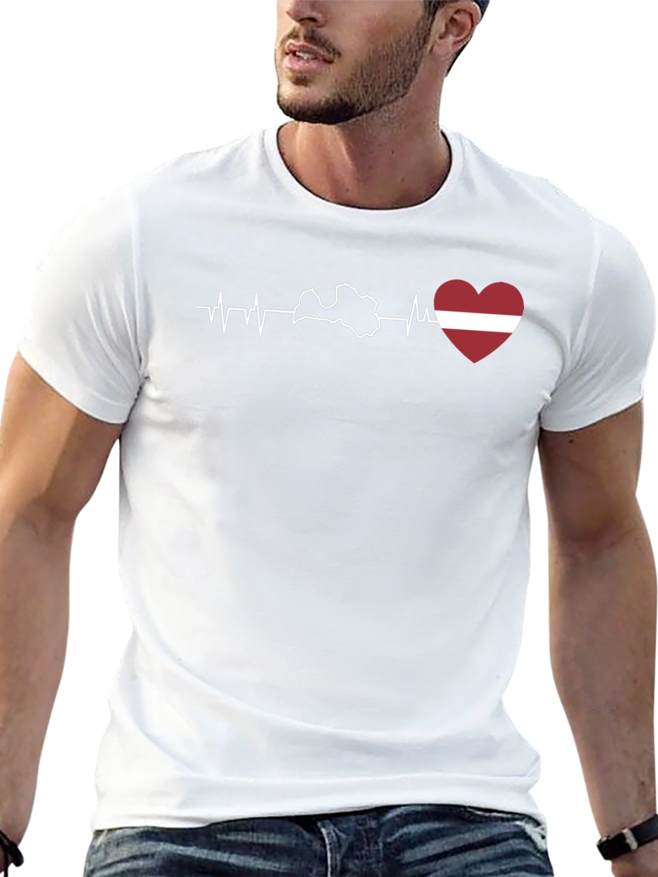 Latvia Heartbeat T-Shirt - Black Cotton Tee